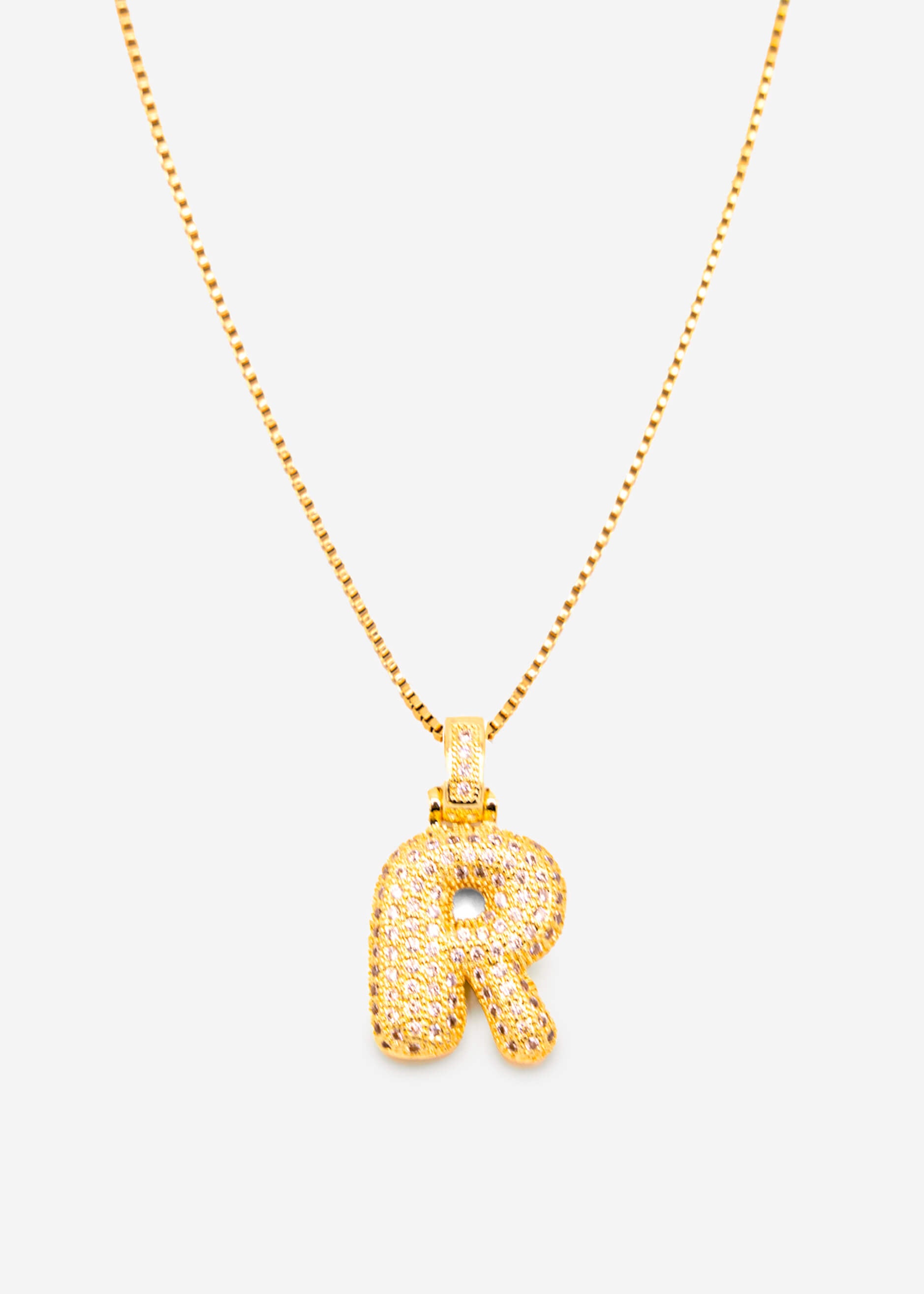 Letter necklace - R - gold