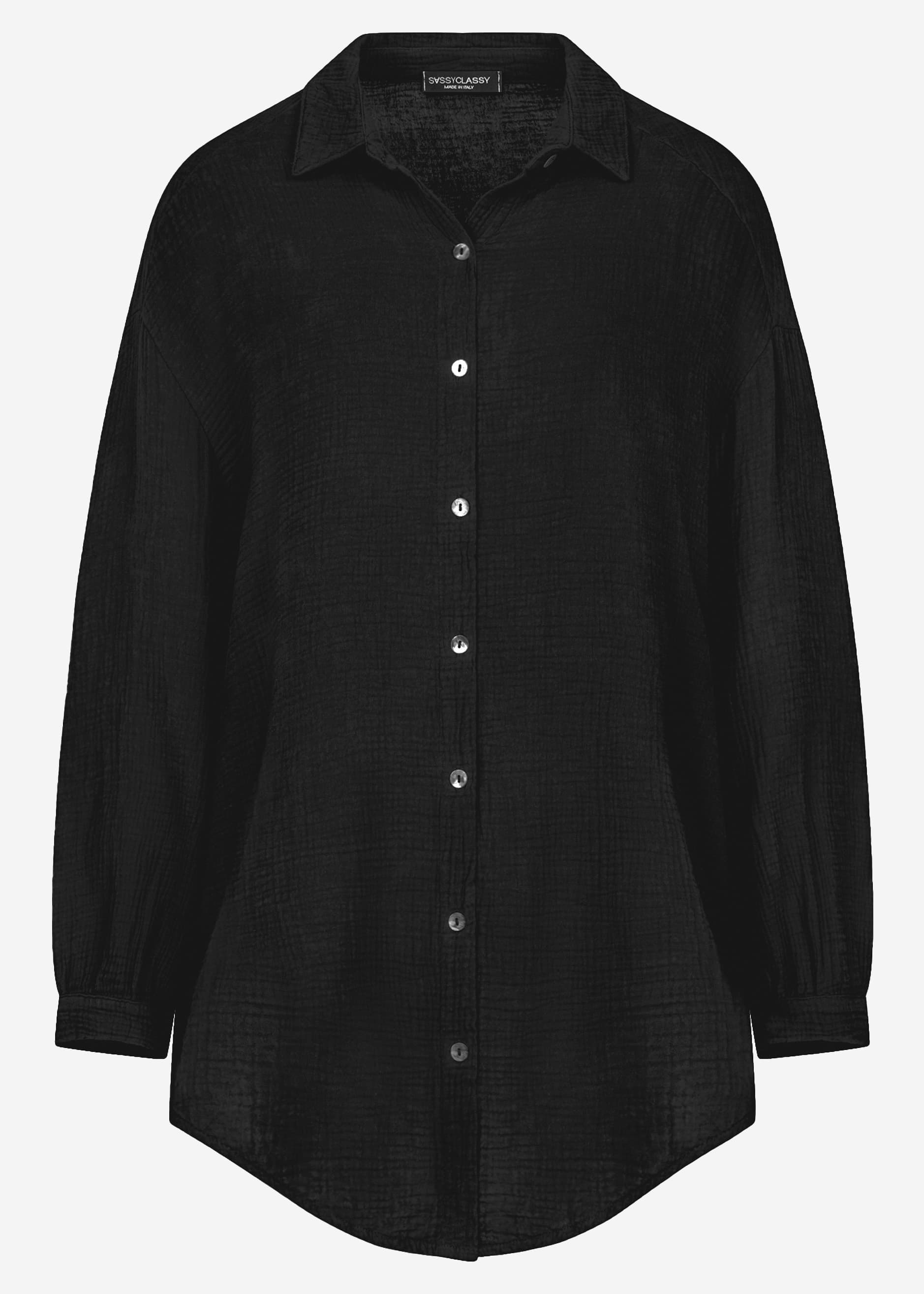 Muslin blouse oversize, black
