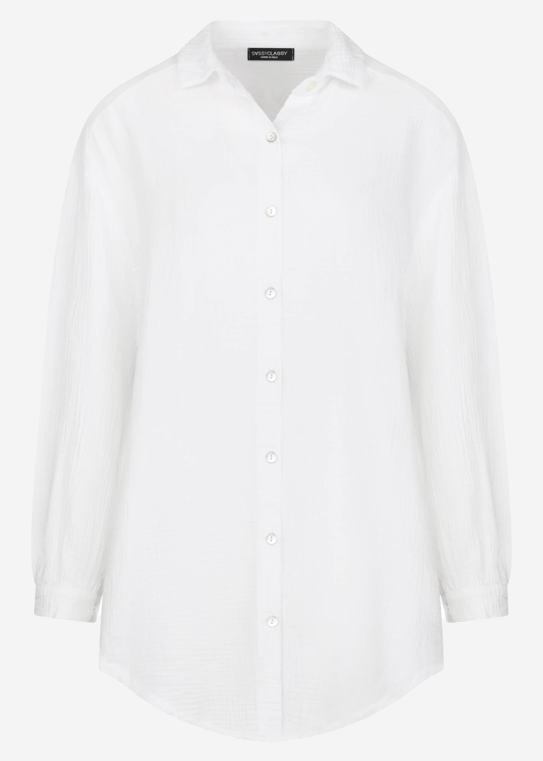 Musselin Bluse oversize, weiß