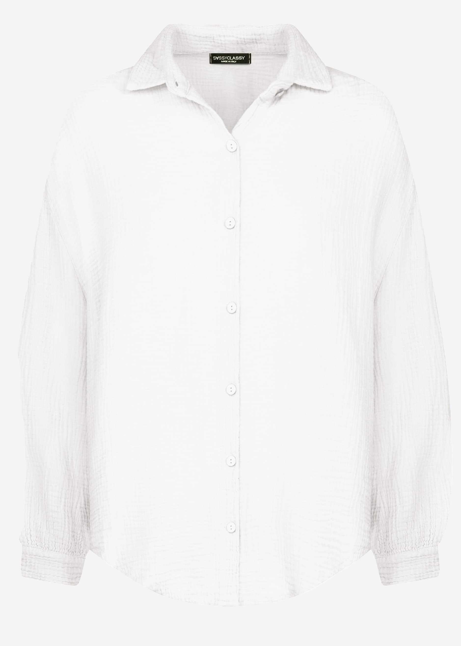Muslin blouse oversize, short, white