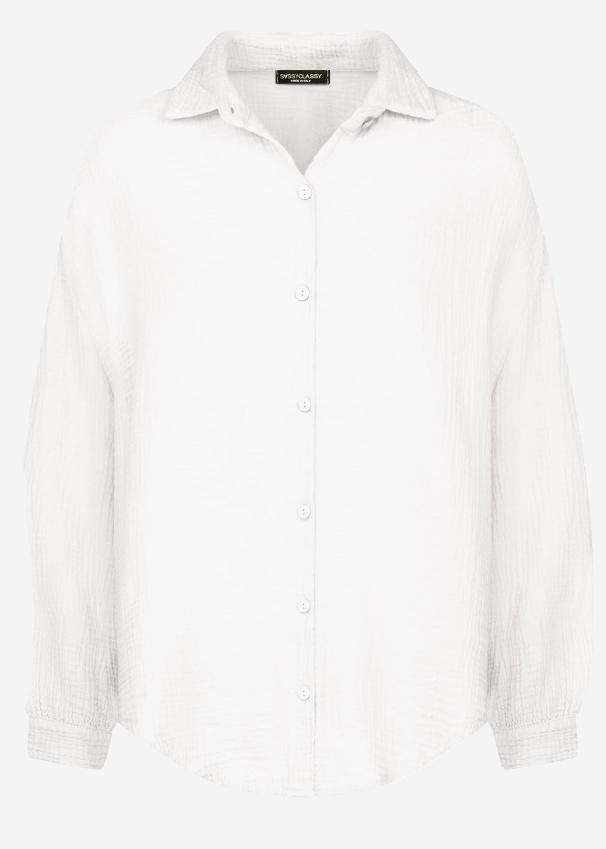 Muslin blouse oversize, short, white