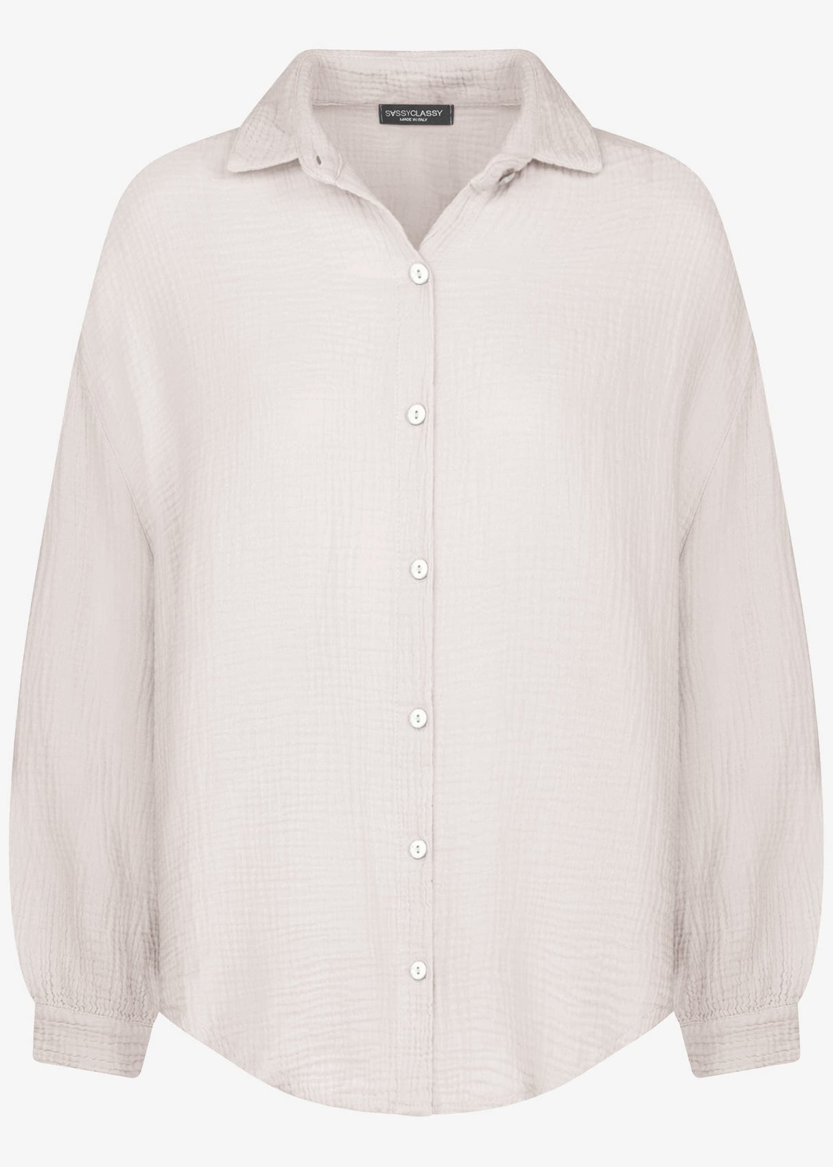 Musselin Bluse oversize, kurz, hellbeige