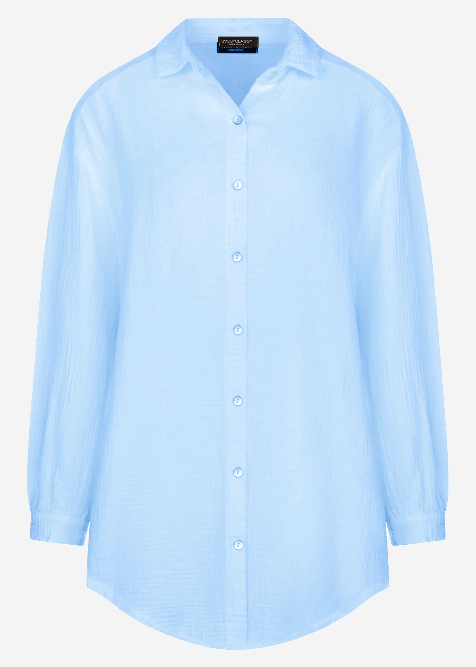 Muslin blouse oversize, light blue
