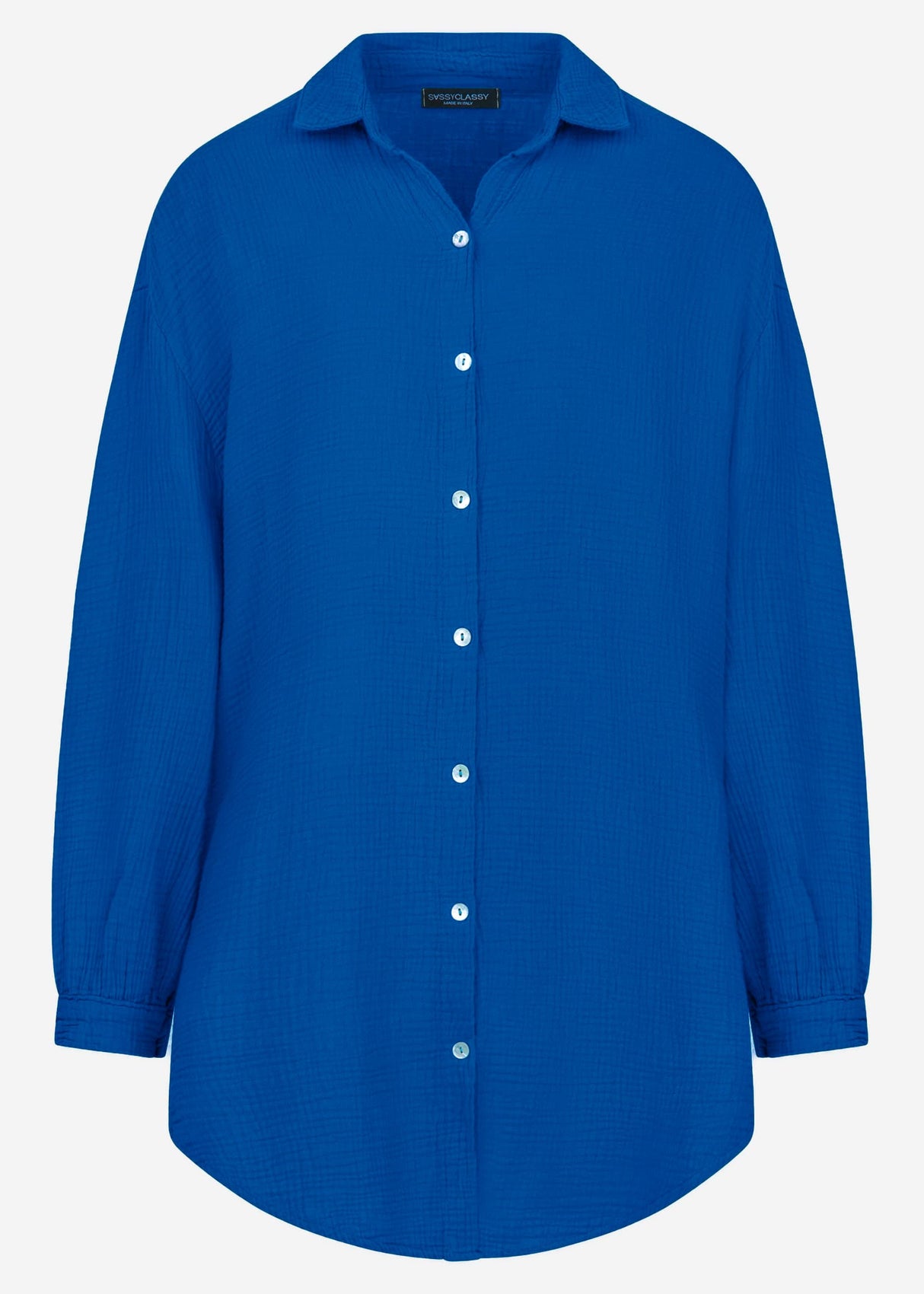 Muslin blouse oversize, royal blue