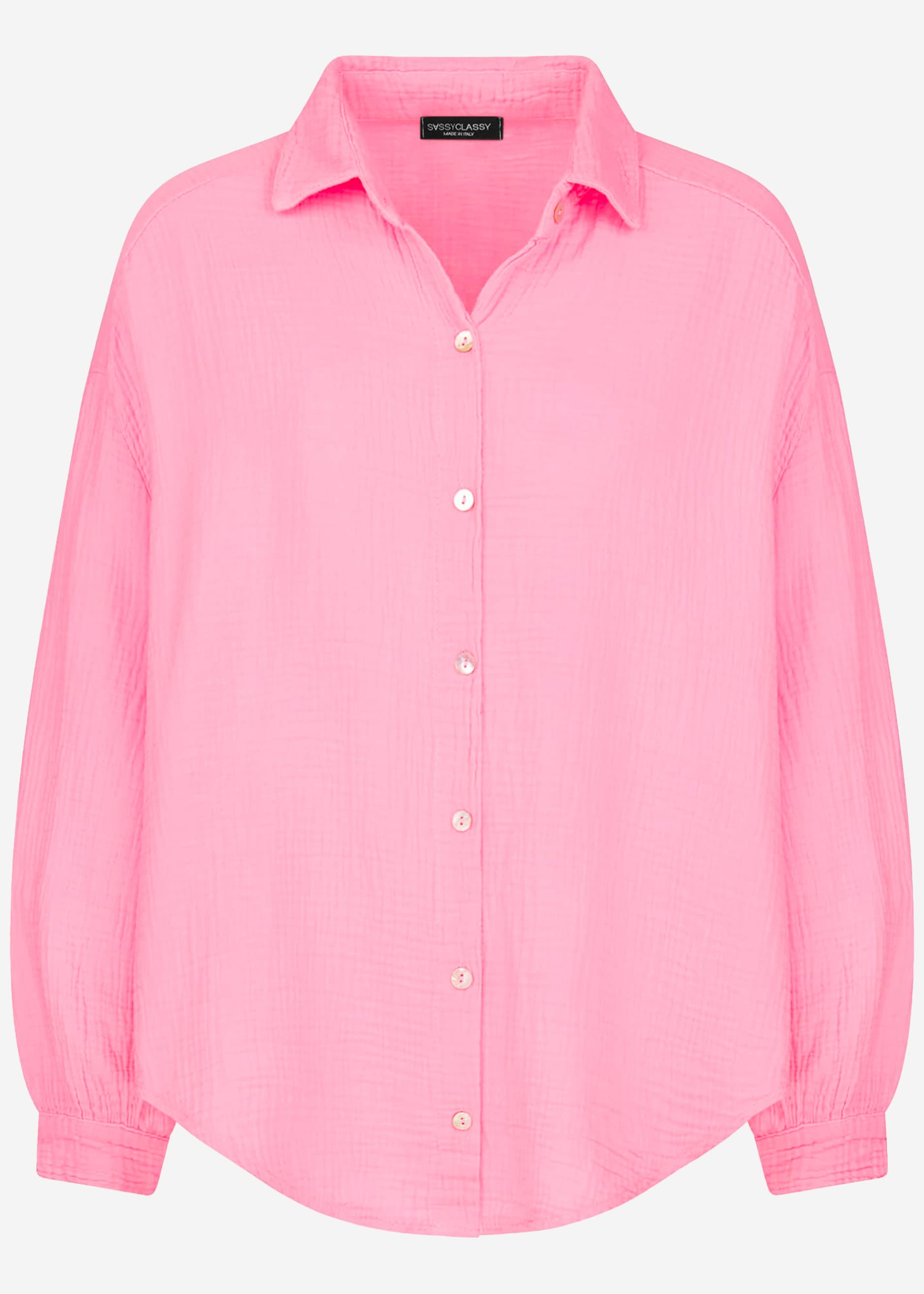 Muslin blouse oversize, short, baby pink