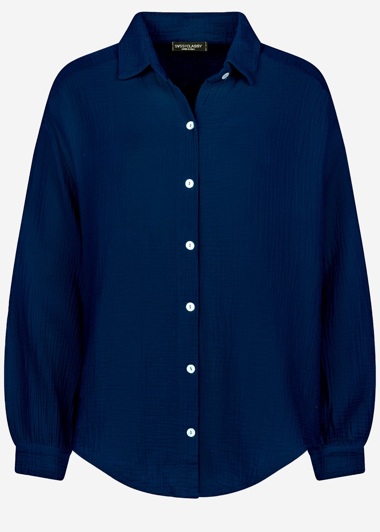 Muslin blouse oversize, short, dark blue