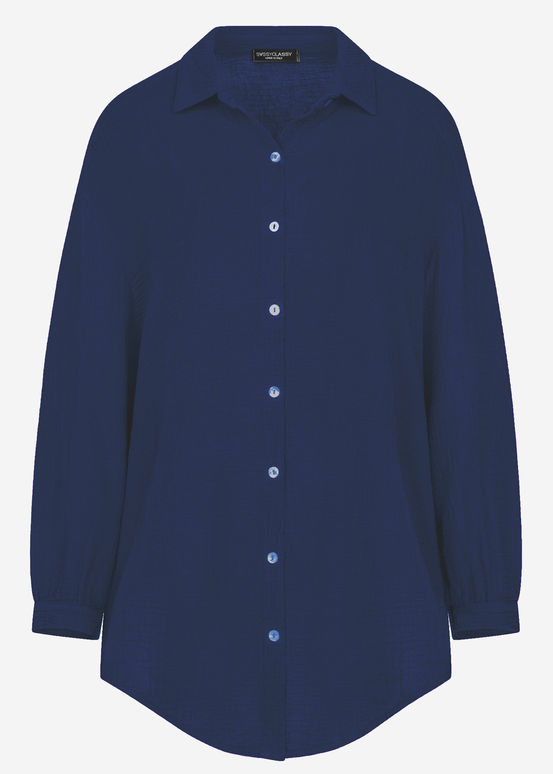 Muslin blouse oversize, dark blue