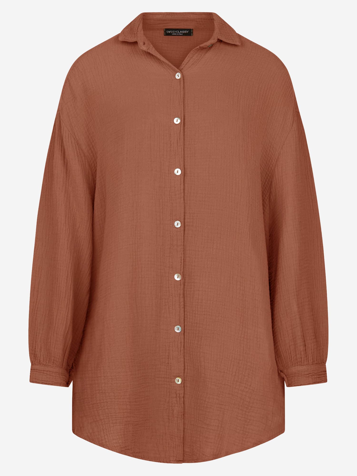 Musselin Bluse oversize, cafelatte