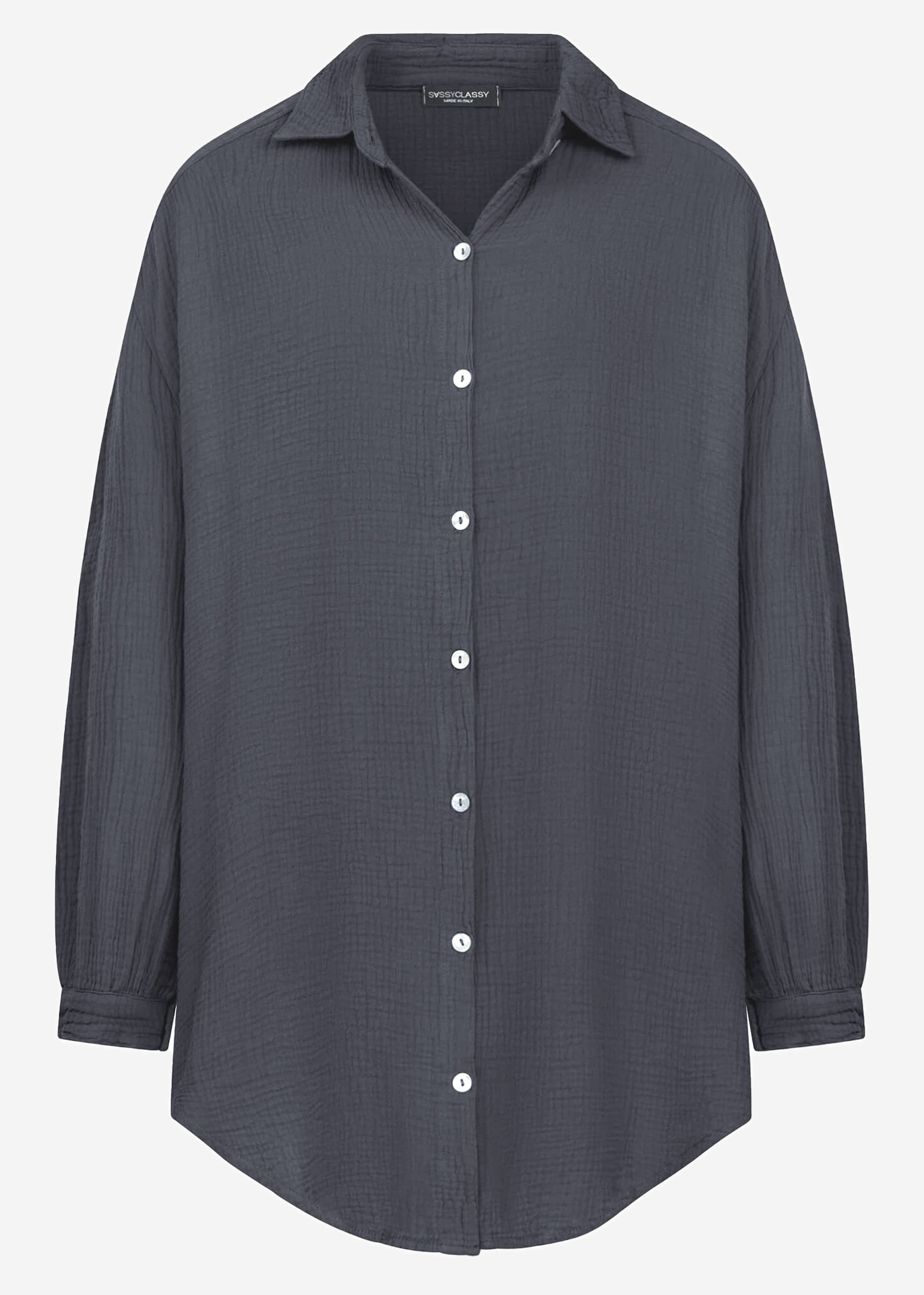 Muslin blouse oversize, dark grey