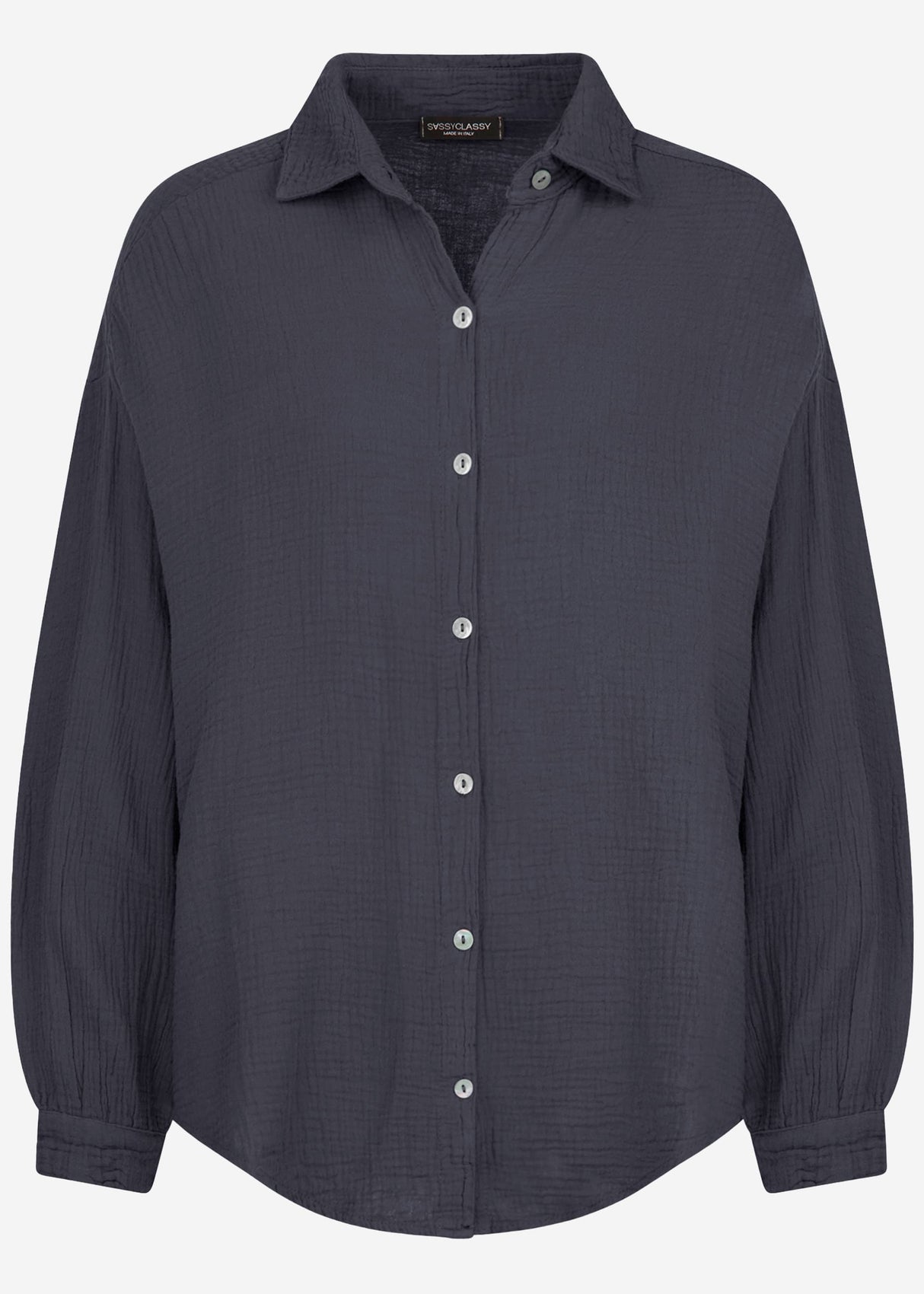 Muslin blouse oversize, short, dark grey
