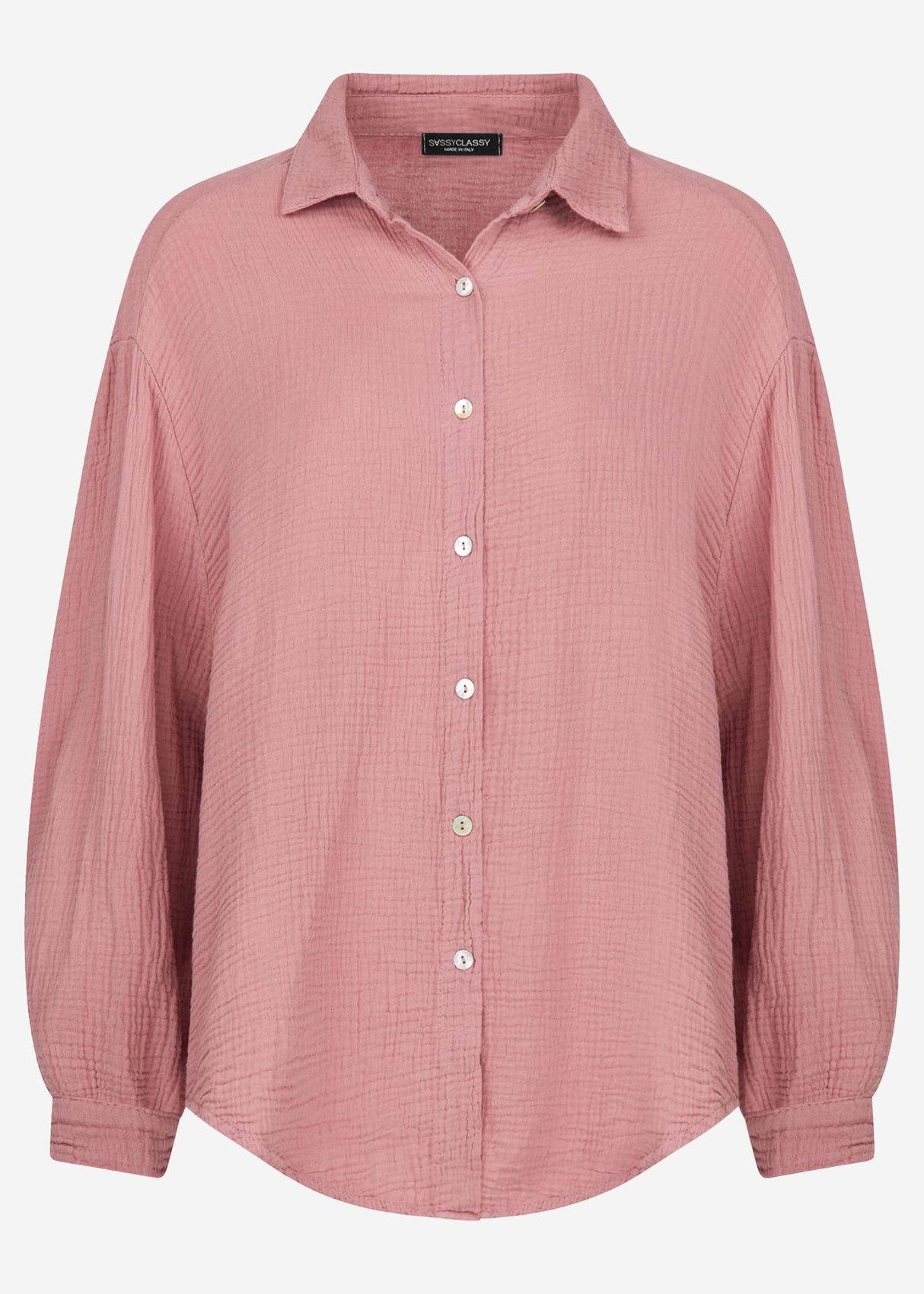 Muslin blouse oversize, short, old pink