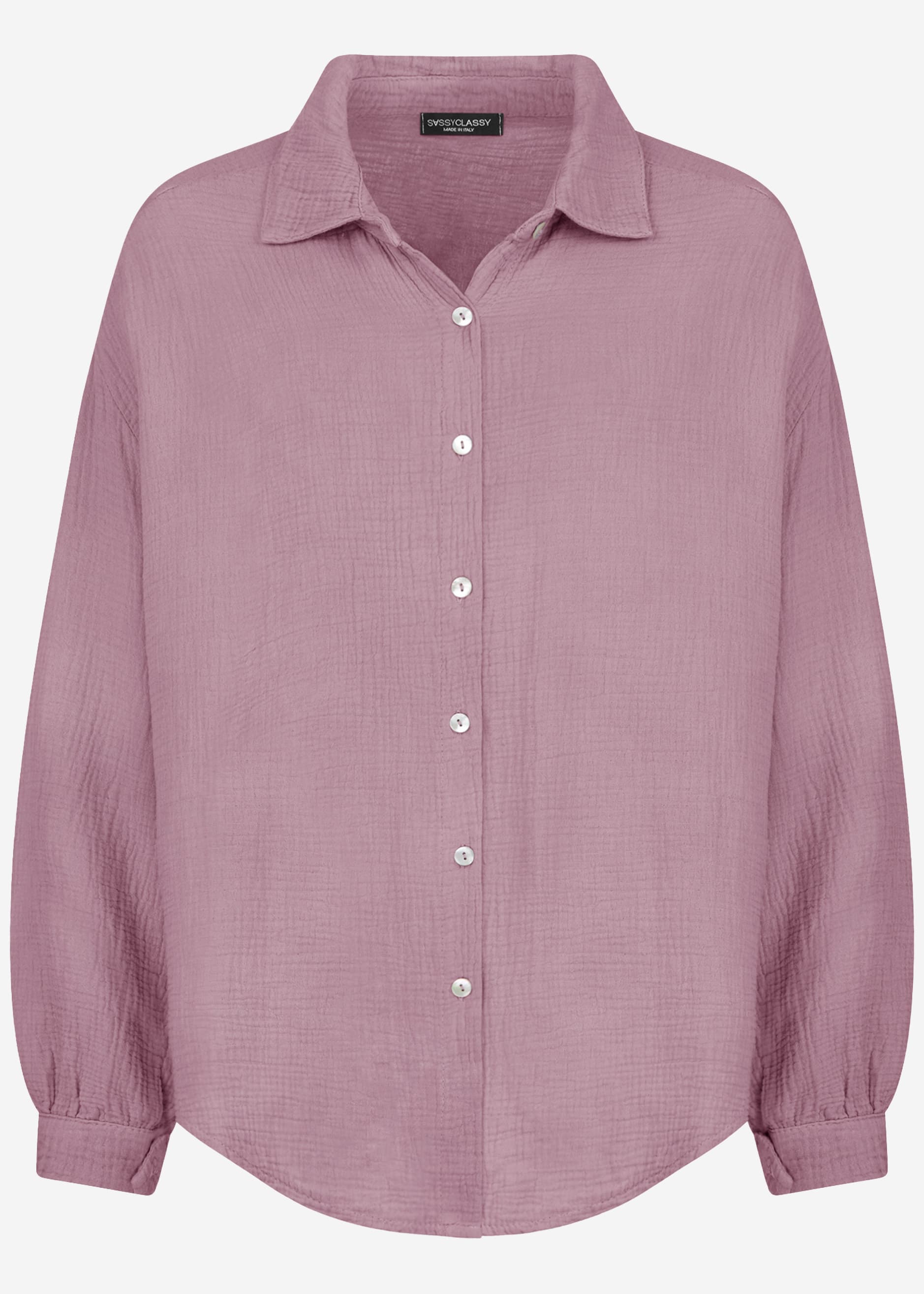 Musselin Bluse oversize, kurz, violett