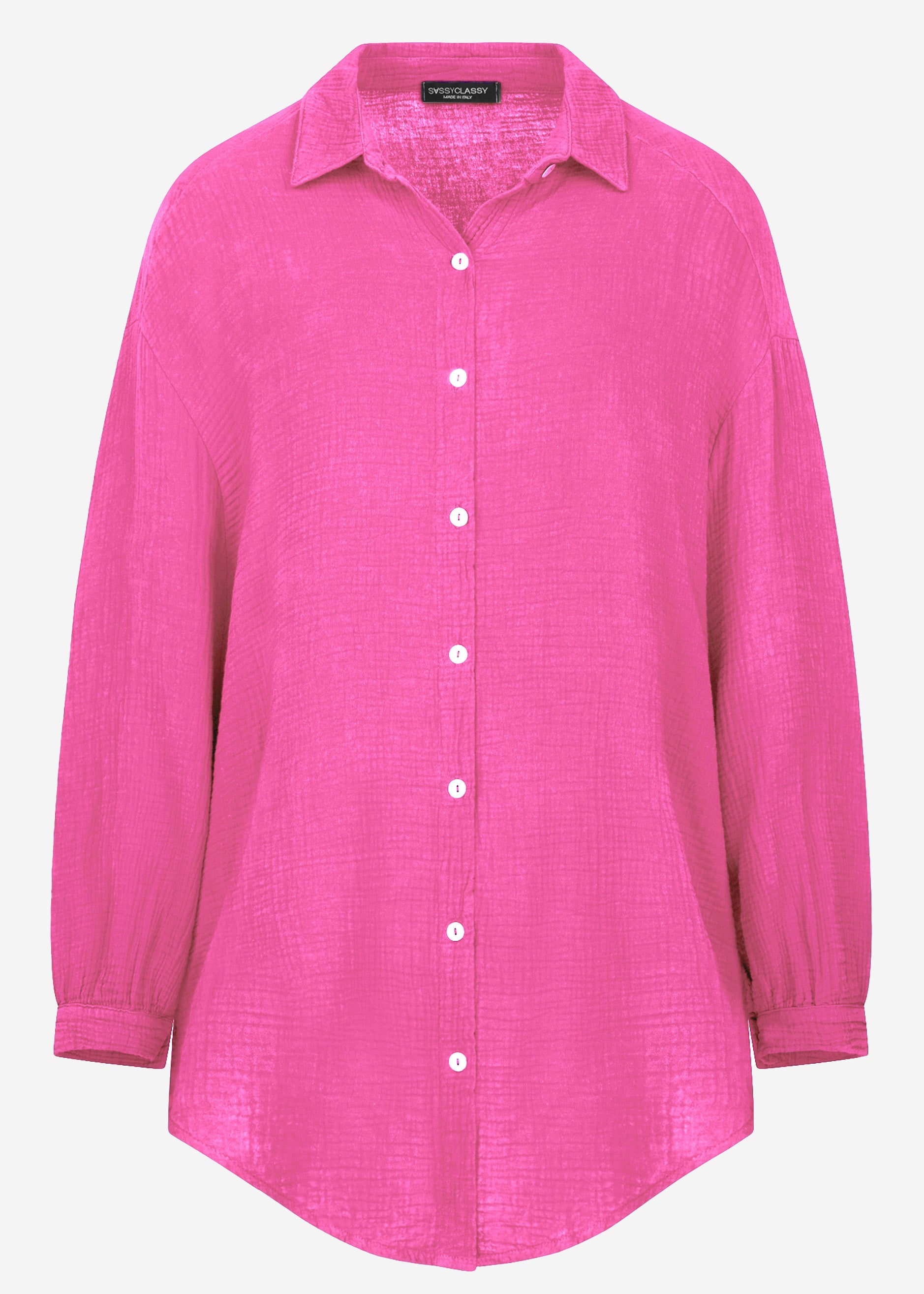 Musselin Bluse oversize, orchidee