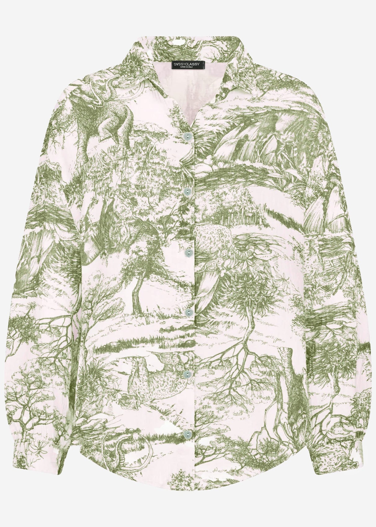 Muslin blouse with print, khaki