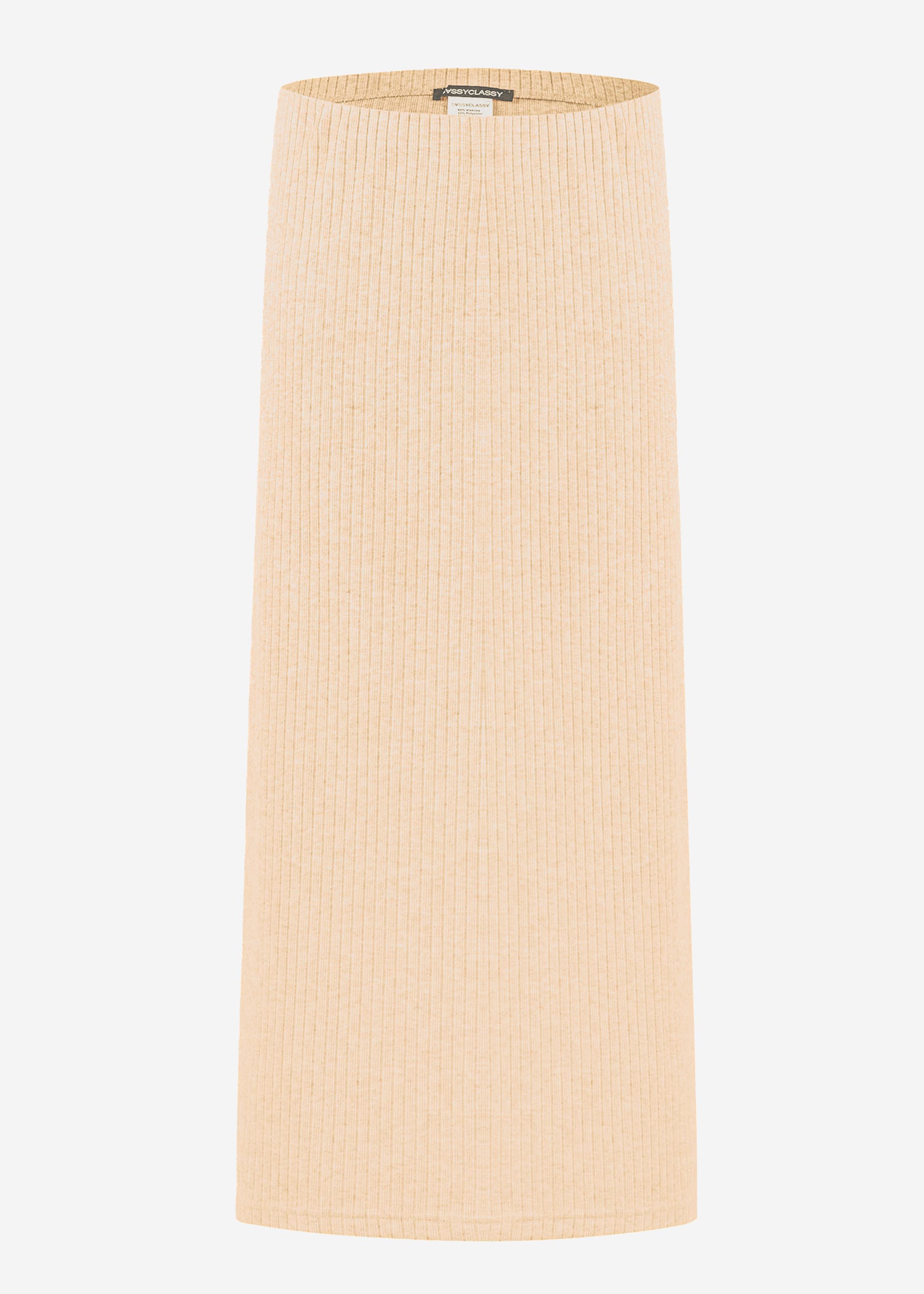 Ribbed midi-length skirt - beige