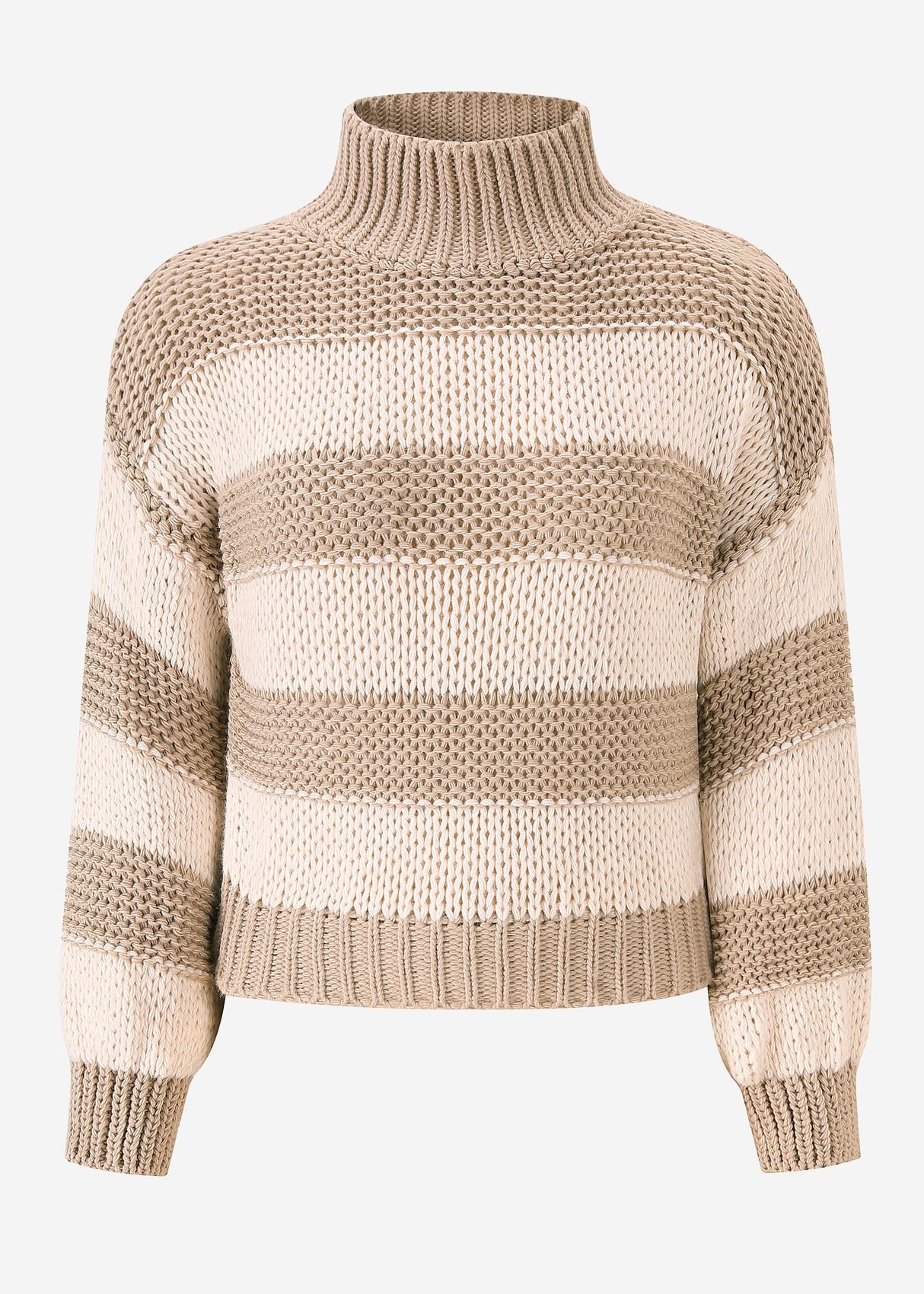 Striped turtleneck sweater - taupe-beige