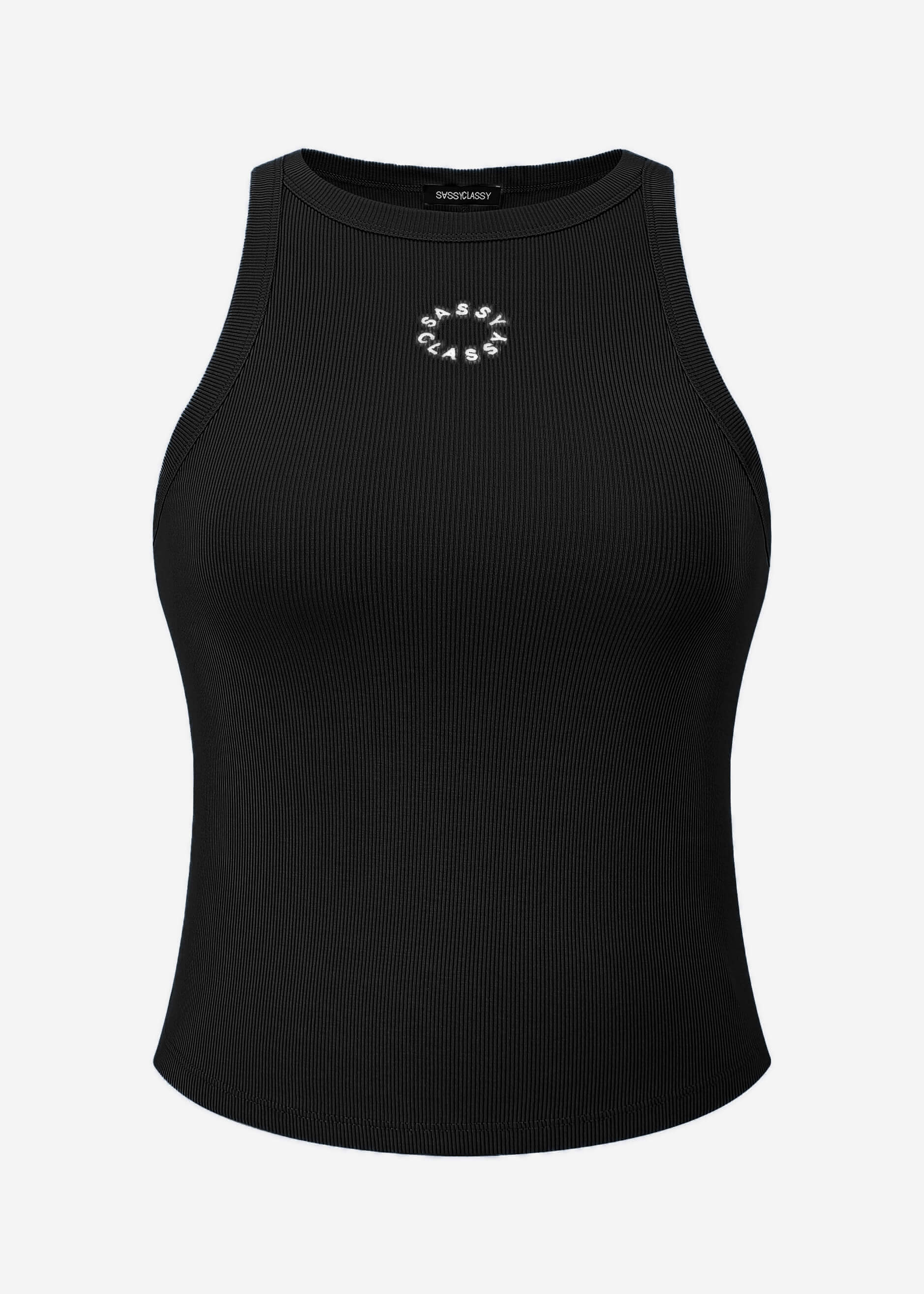 Tank Top mit Stickerei - schwarz