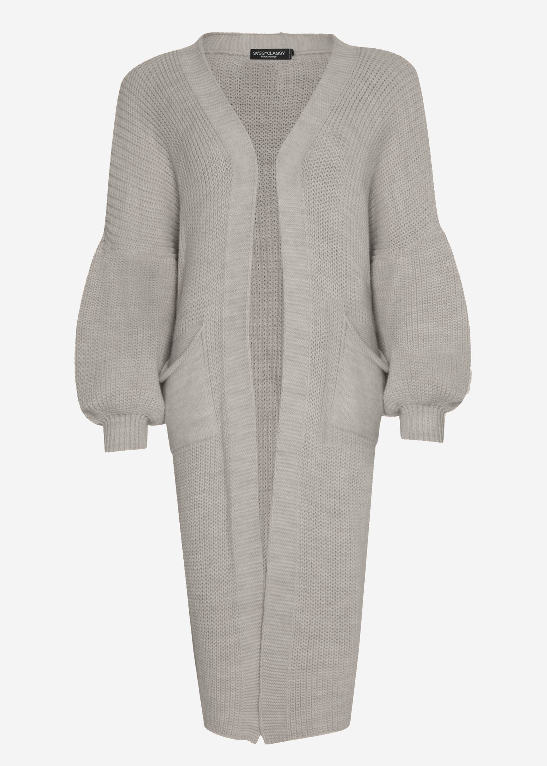 Long super soft cardigan with pockets - light grey
