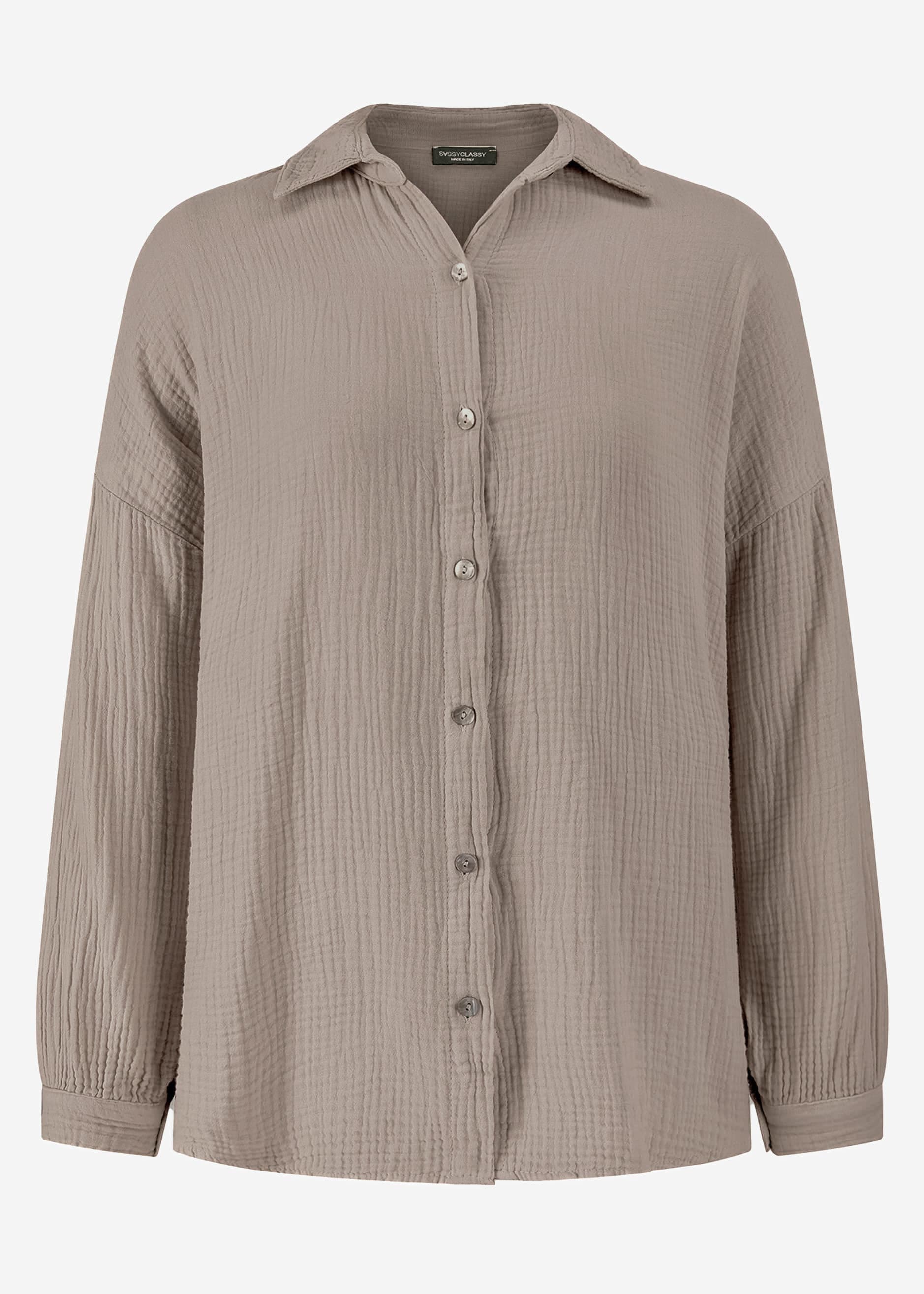 Muslin blouse in regular fit - taupe