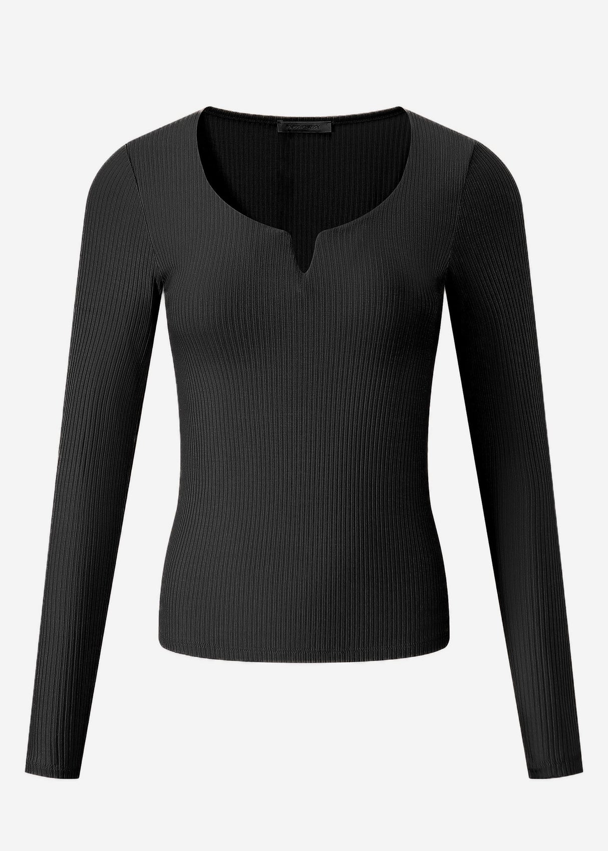 Ribbed long-sleeved shirt - black