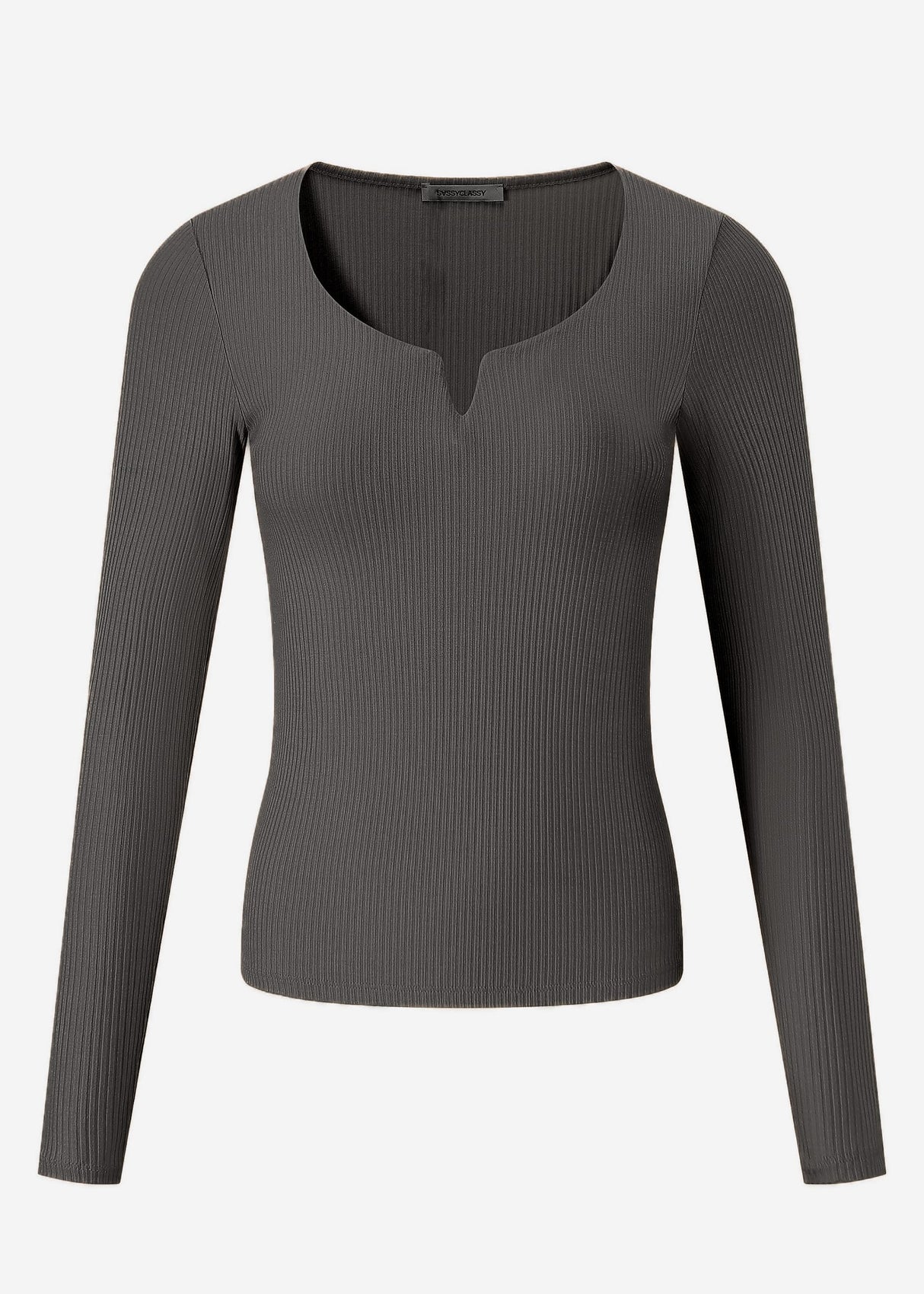 Ribbed long-sleeved shirt - dark grey