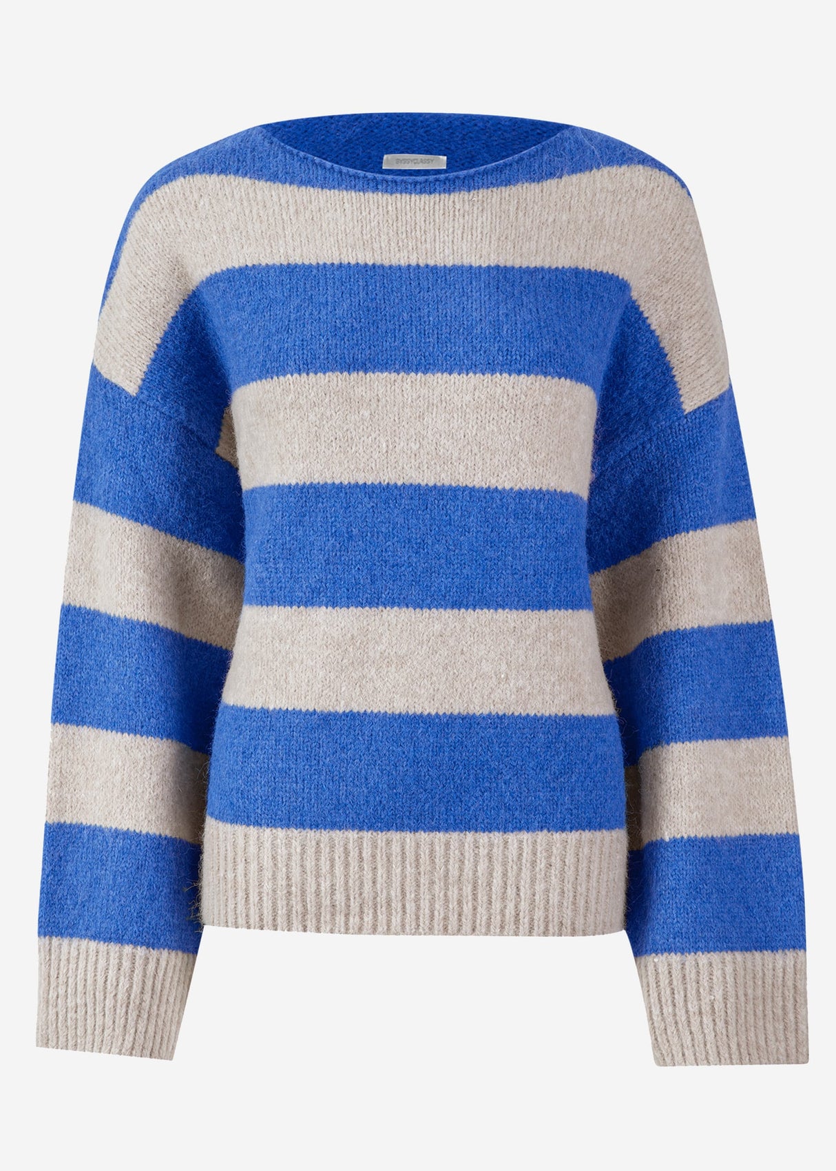 Sweater with block stripes - blue-beige