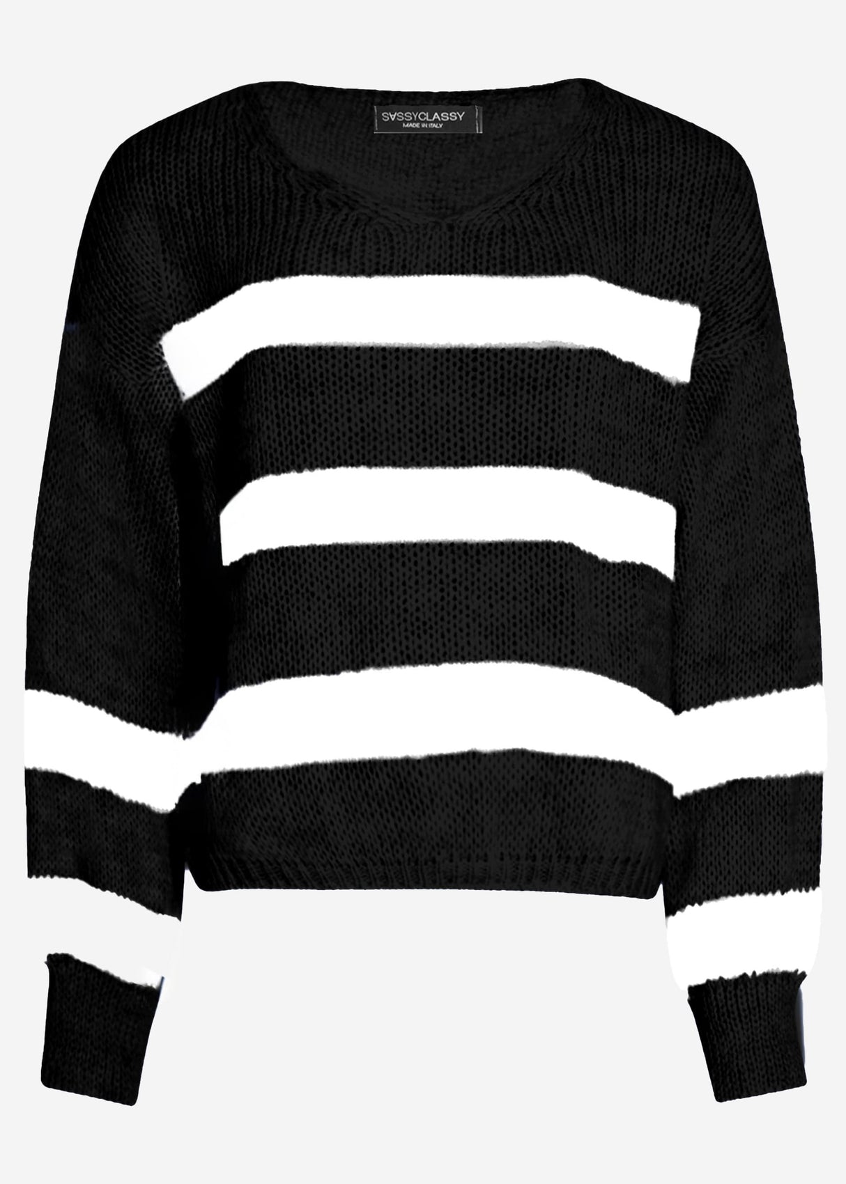 Sweater with off-white stripes - black