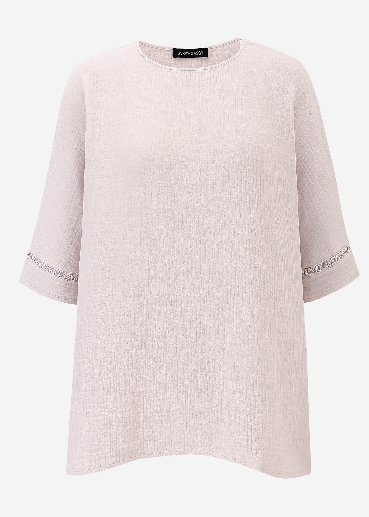 Muslin pajama shirt with lace trim - dusty pink