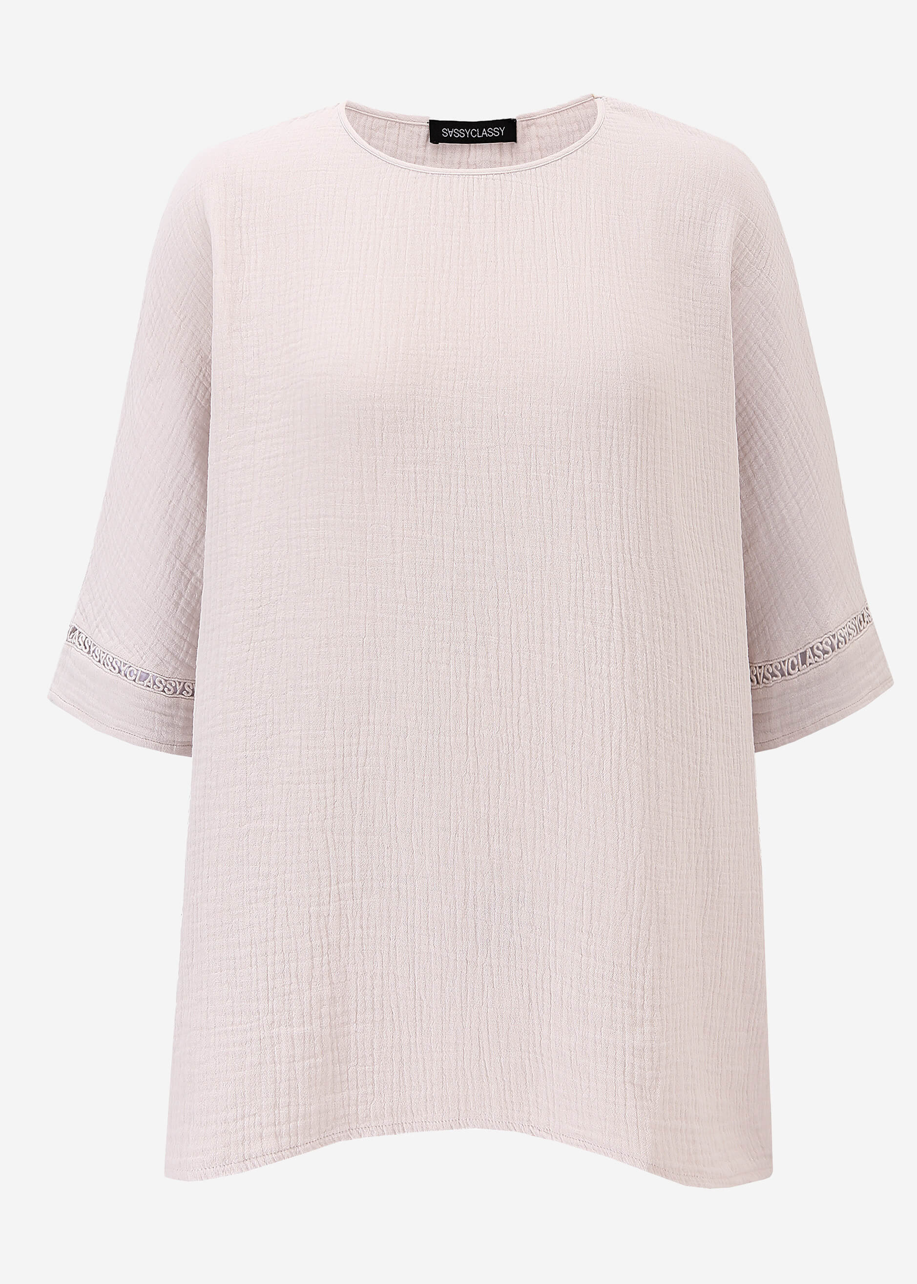 Muslin pajama shirt with lace trim - dusty pink
