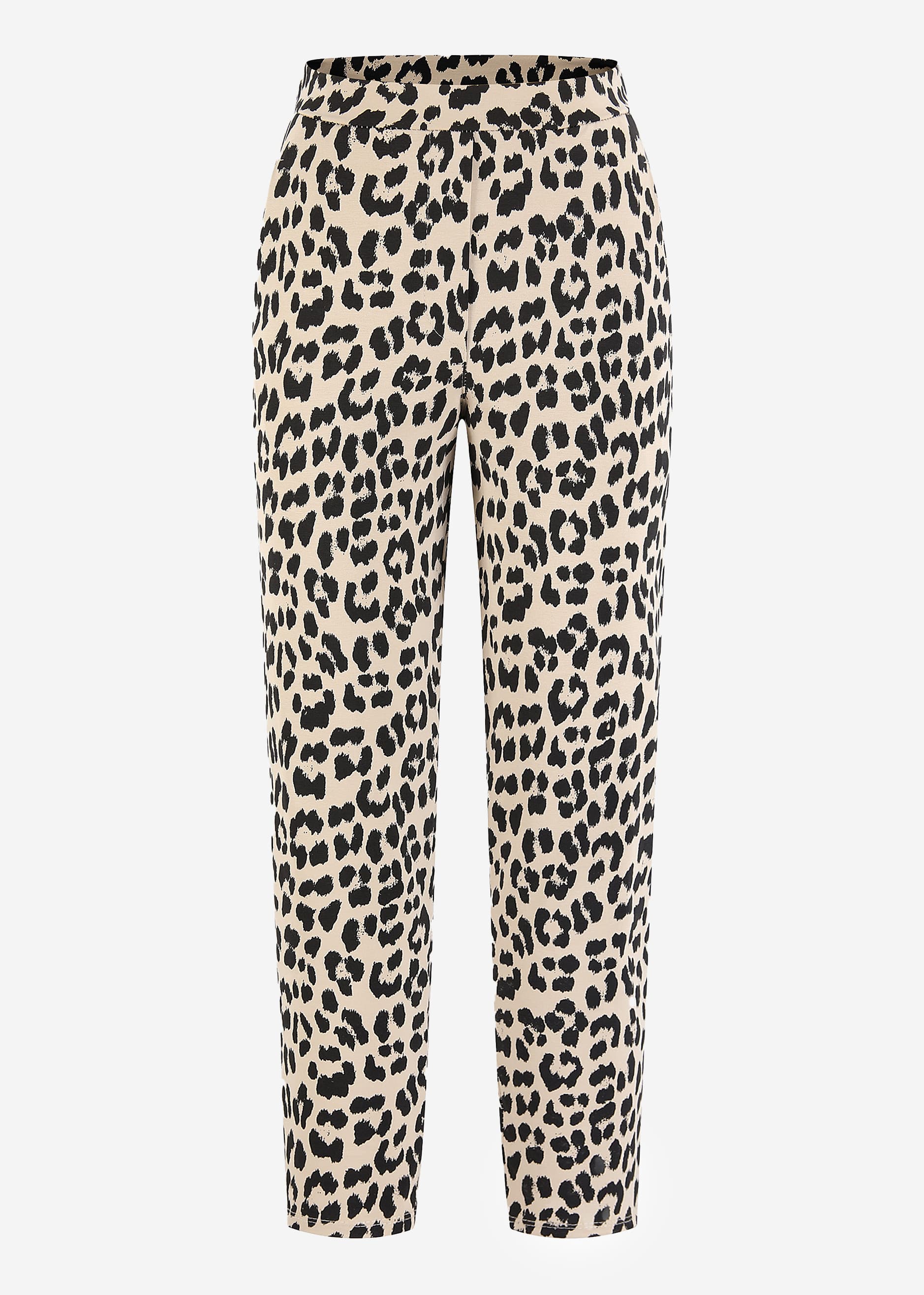 Jersey chinos in leo print - beige