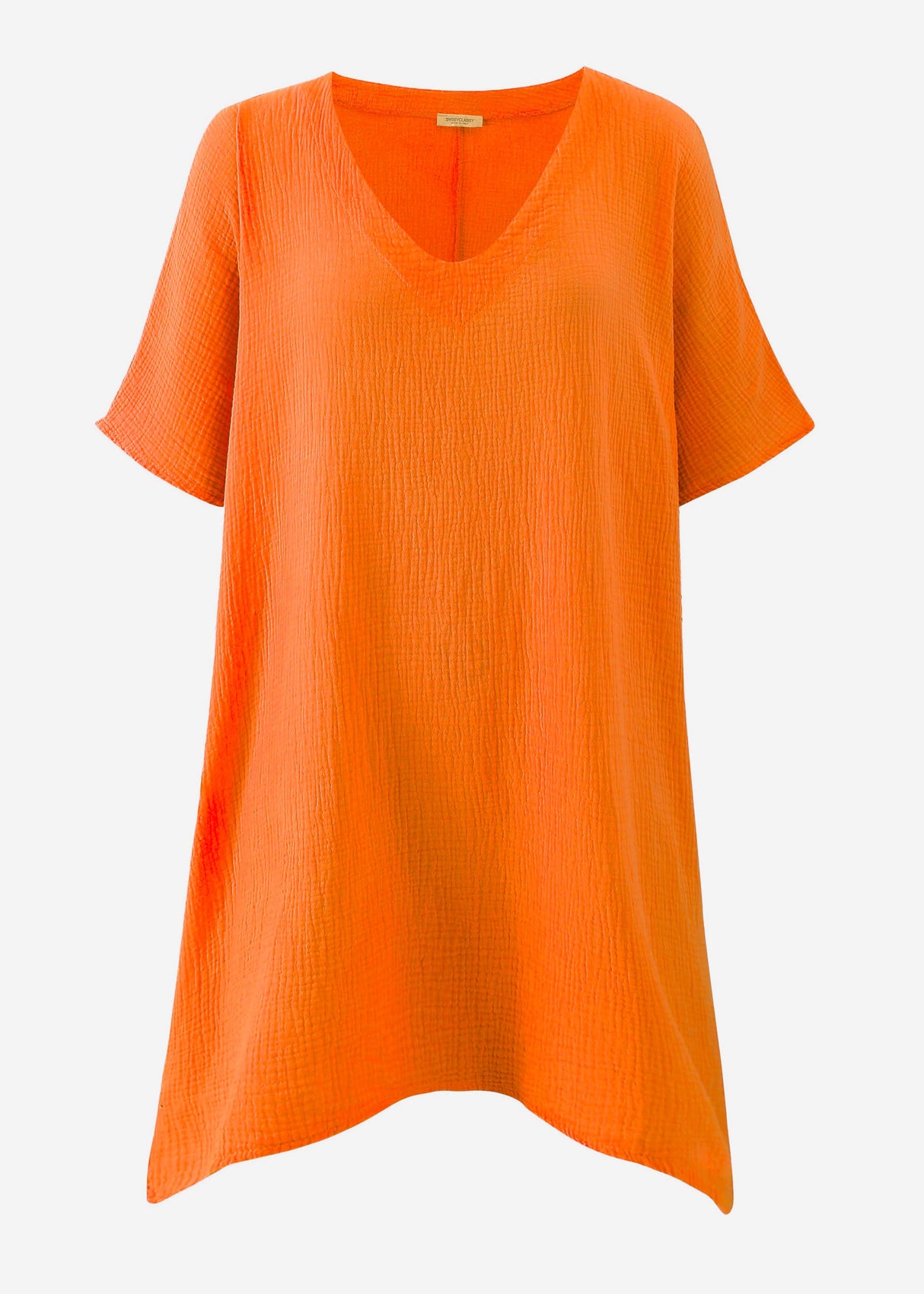 Muslin tunic with V-neck - orange