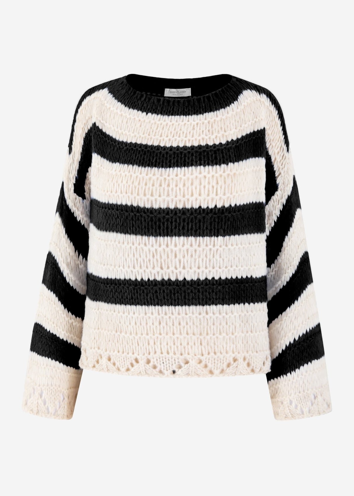 Sweater with stripes - black-beige