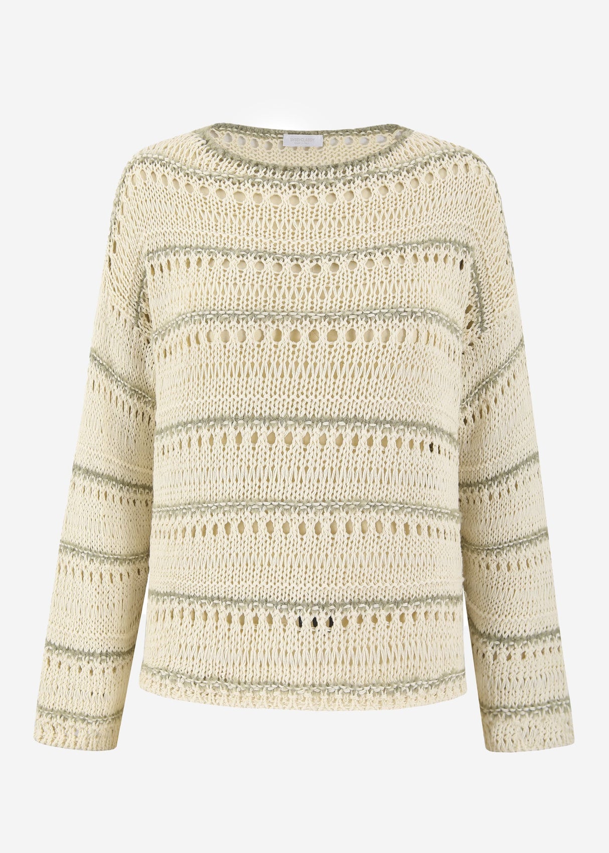 Sweater with openwork pattern - beige-khaki