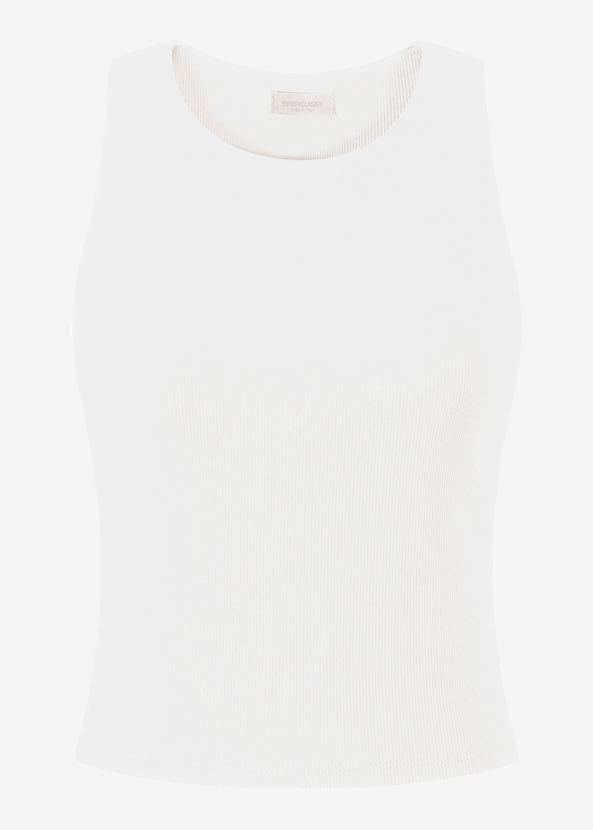Double-layered, ribbed tank top - offwhite