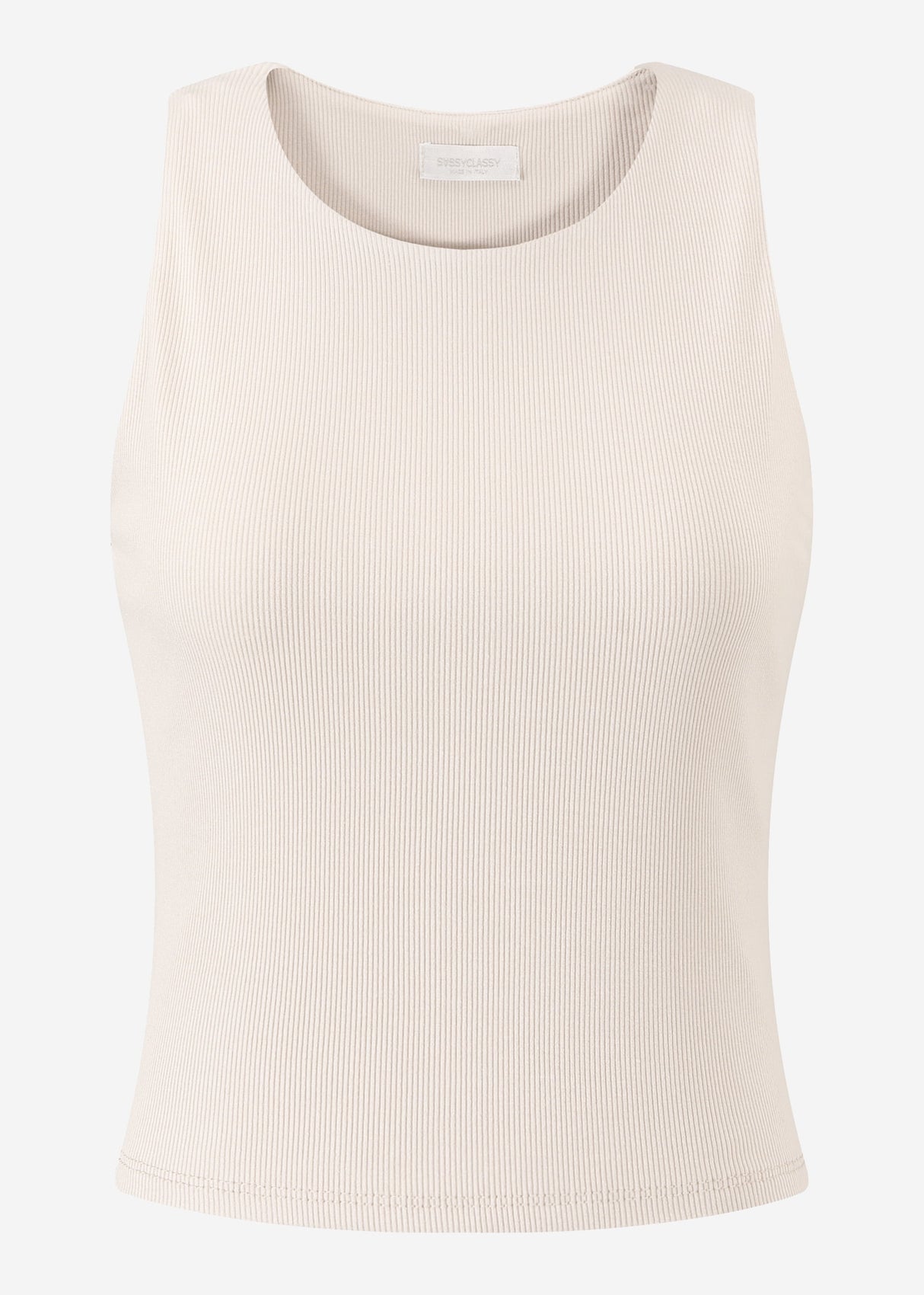 Double -layer, ribbed tank top - light beige