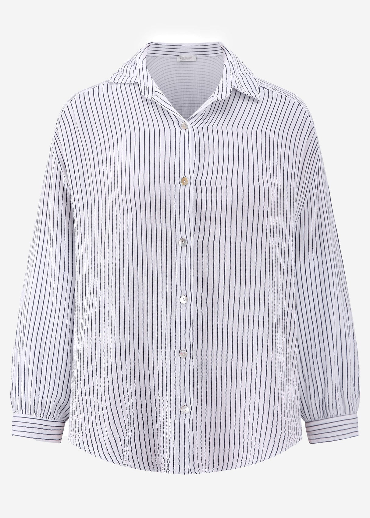 Gestreifte Musselin Bluse oversize - blau-weiß
