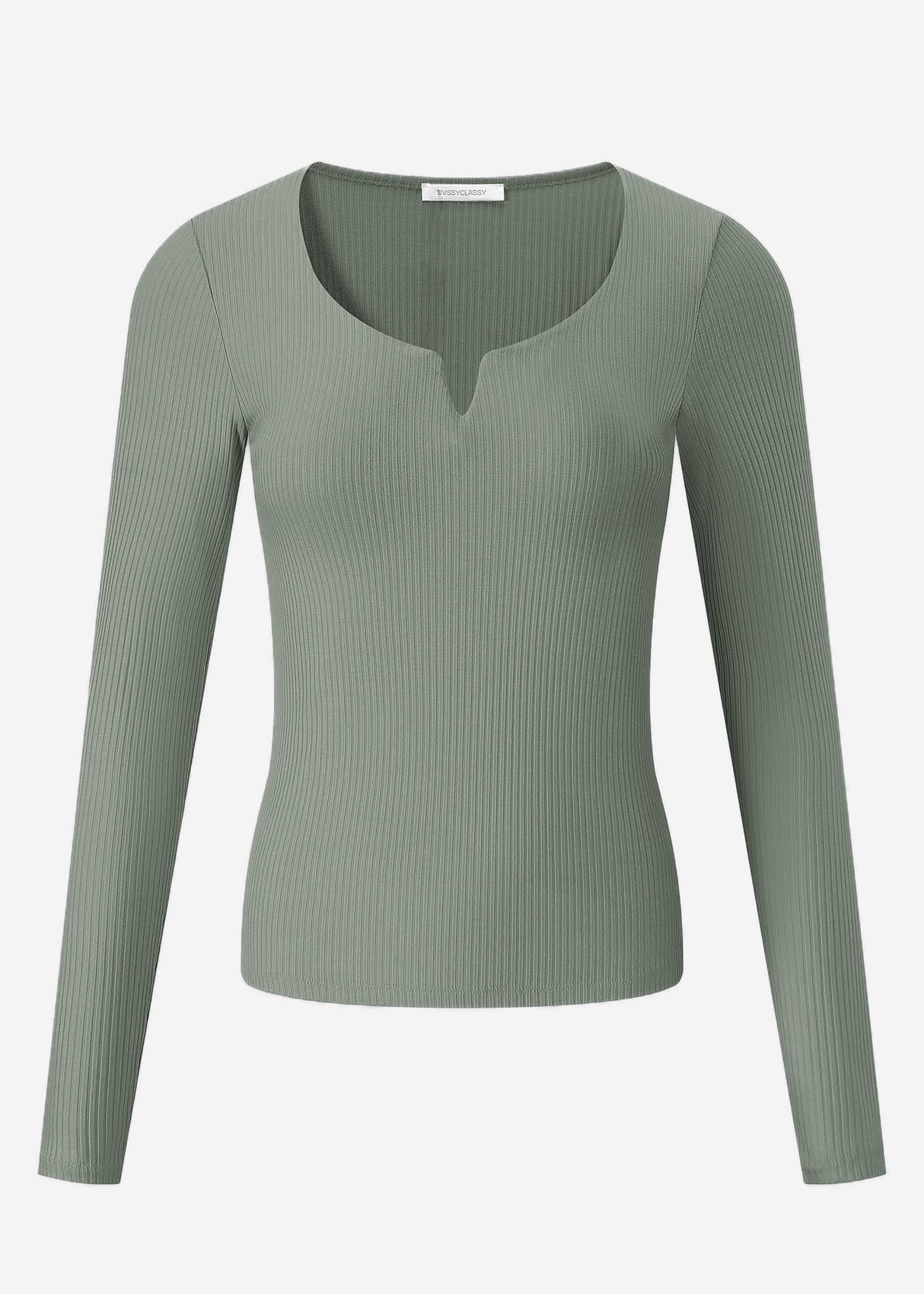 Ribbed long-sleeved shirt - khaki