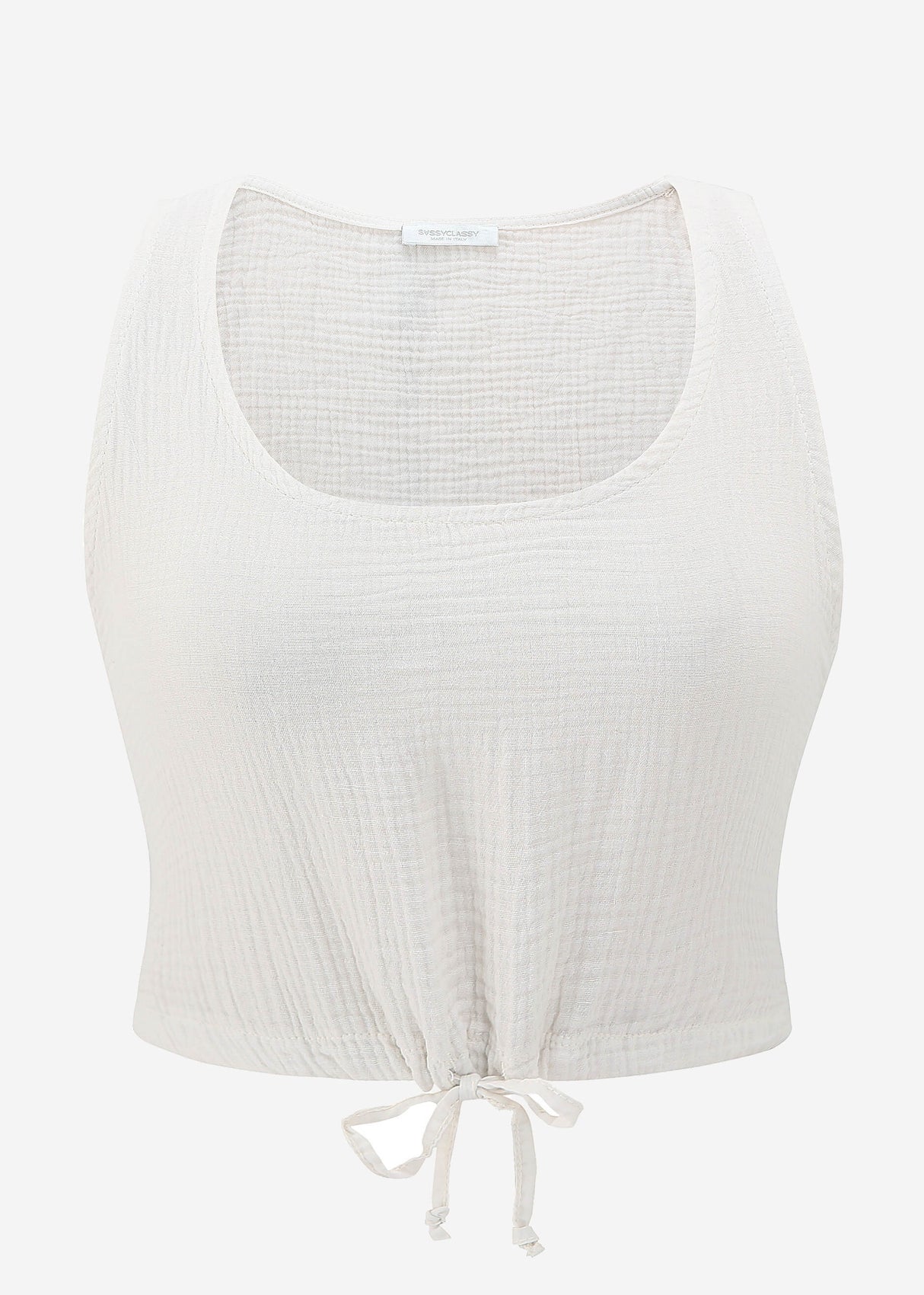 Muslin top with drawstring - white