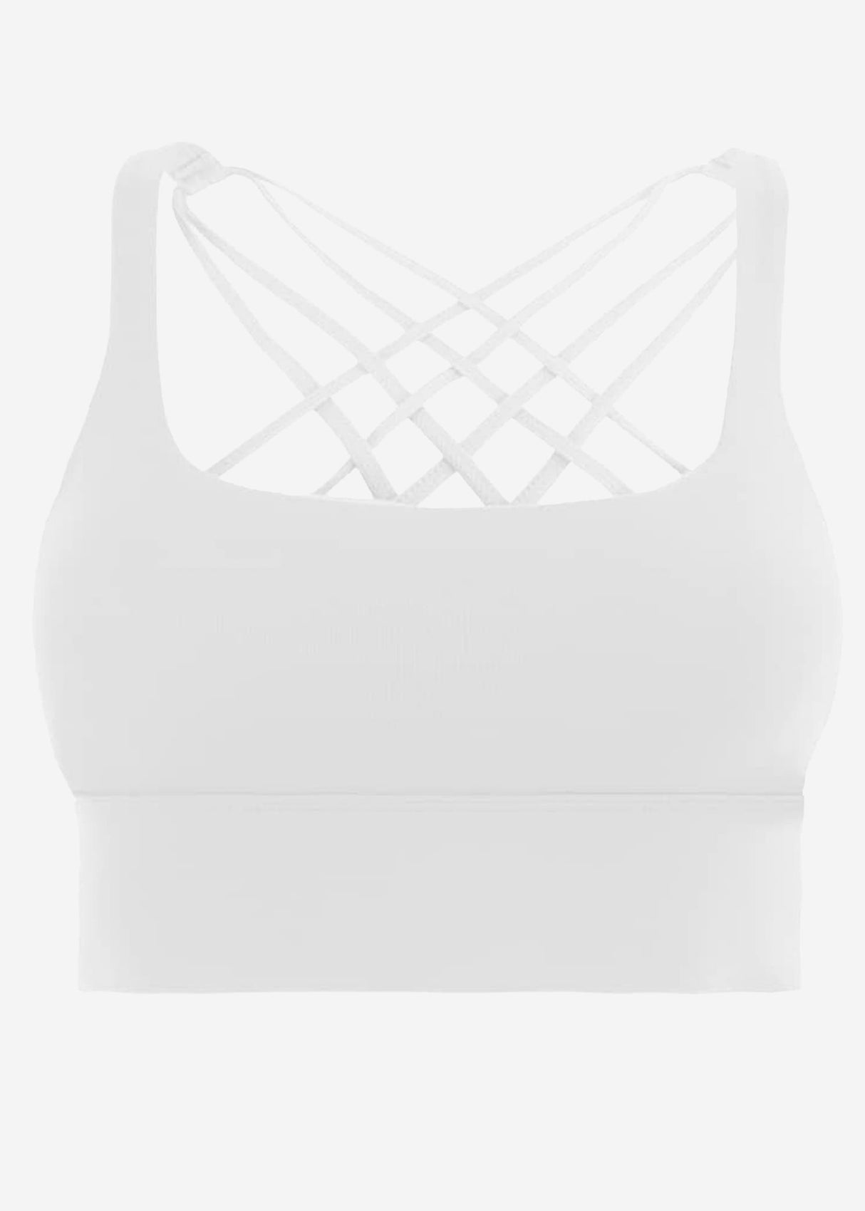 Crop sports bra with cross back - white