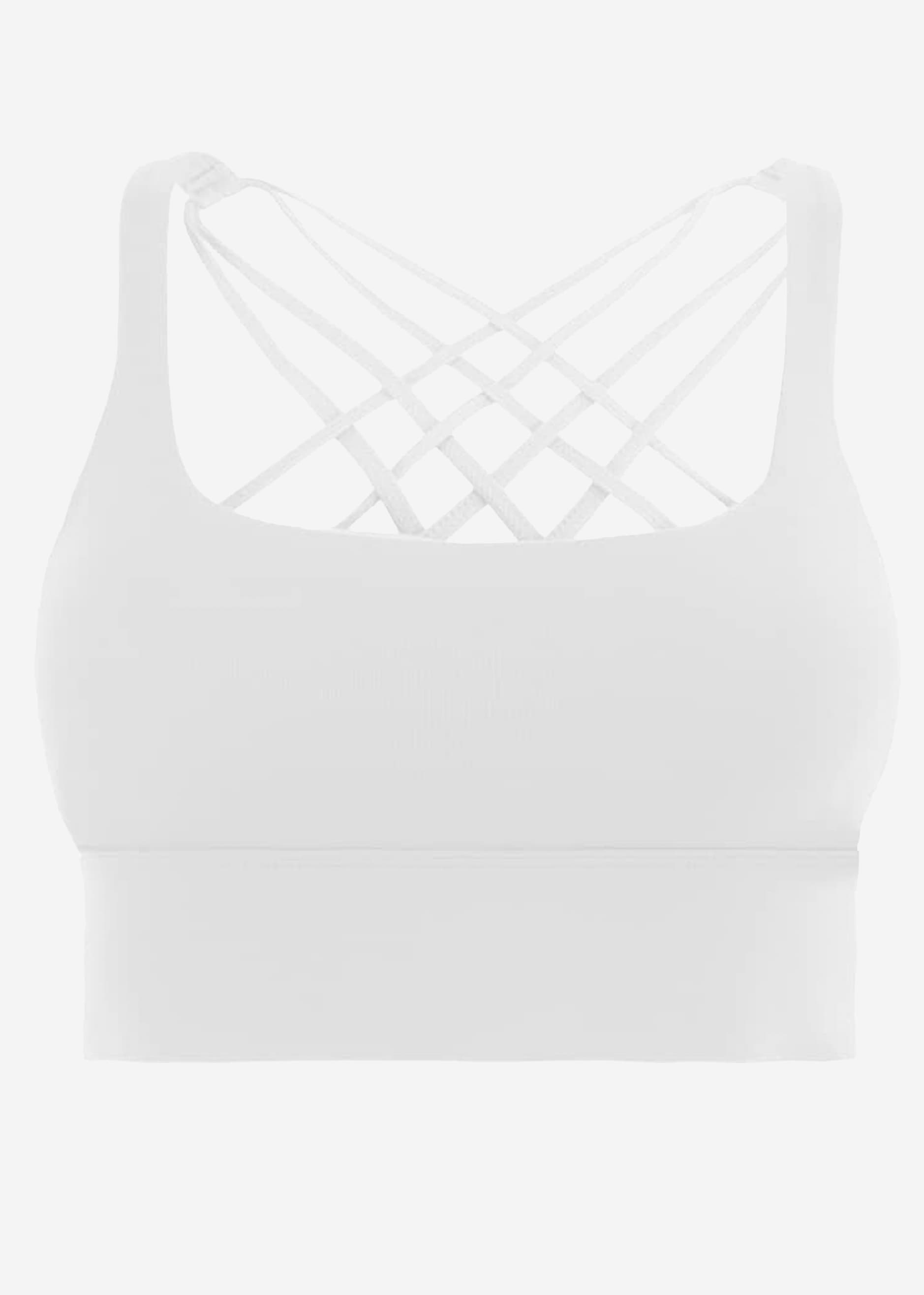 Crop sports bra with cross back - white