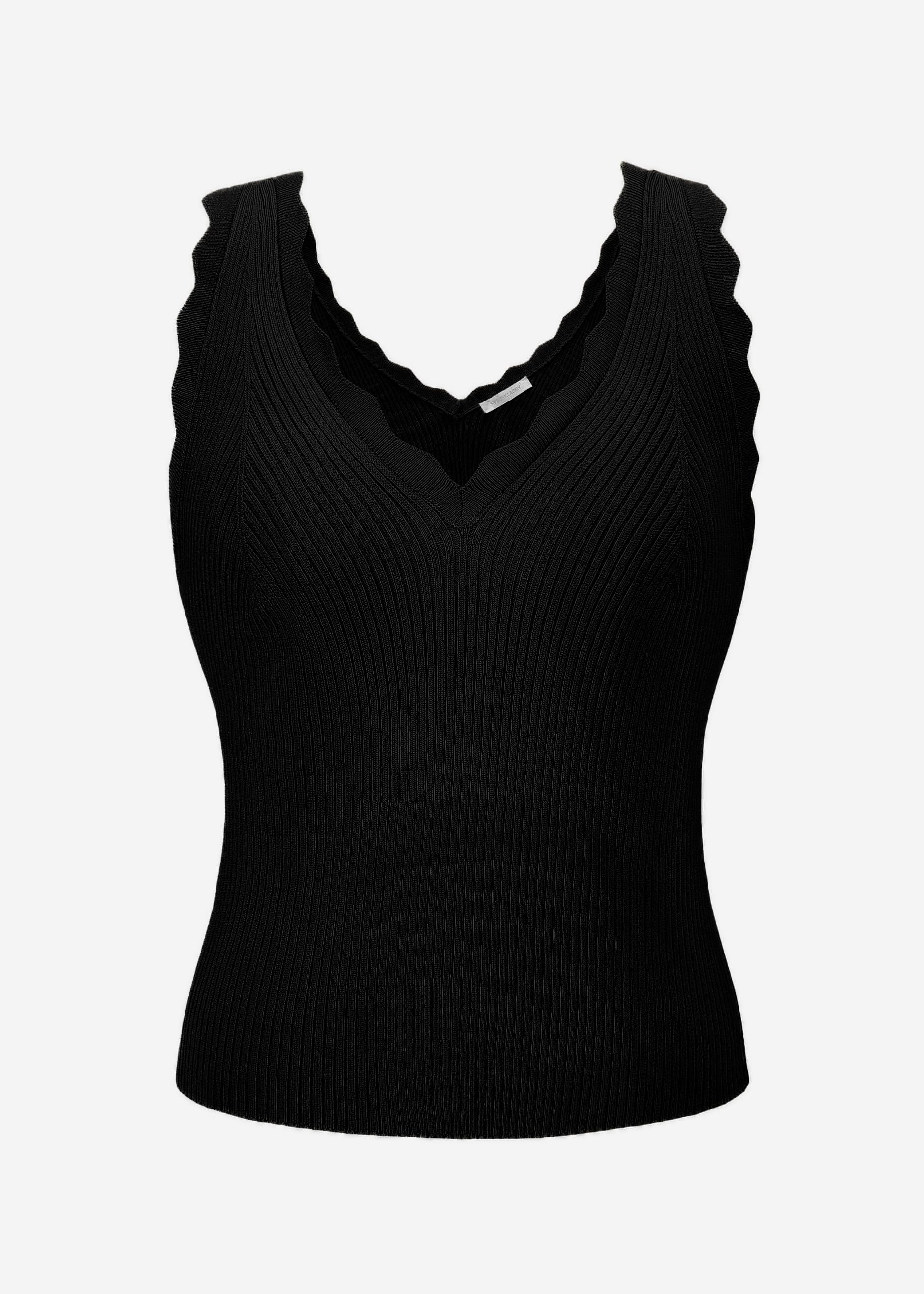 V-neck knit top - black