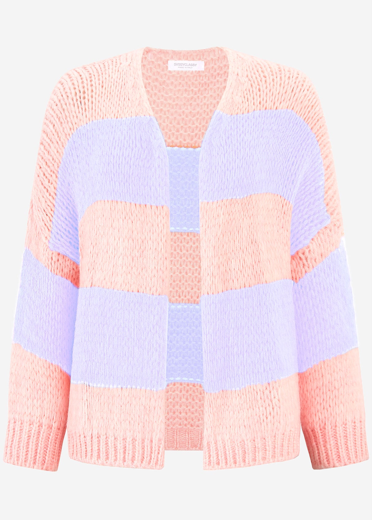 Striped oversize cardigan - peach-lilac
