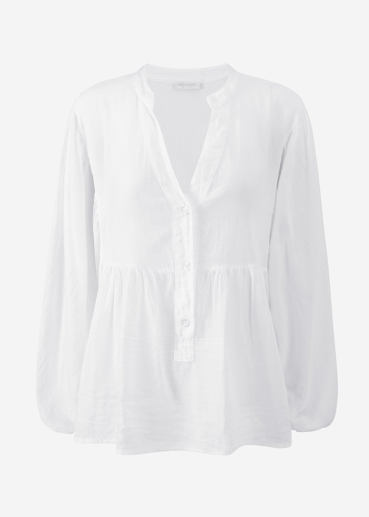Oversize Baumwoll Voile Bluse - weiß