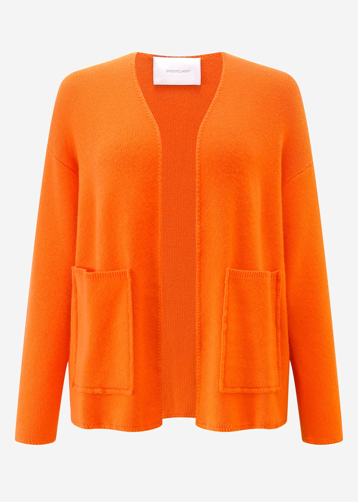 Open cardigan with patch pockets - mandarin