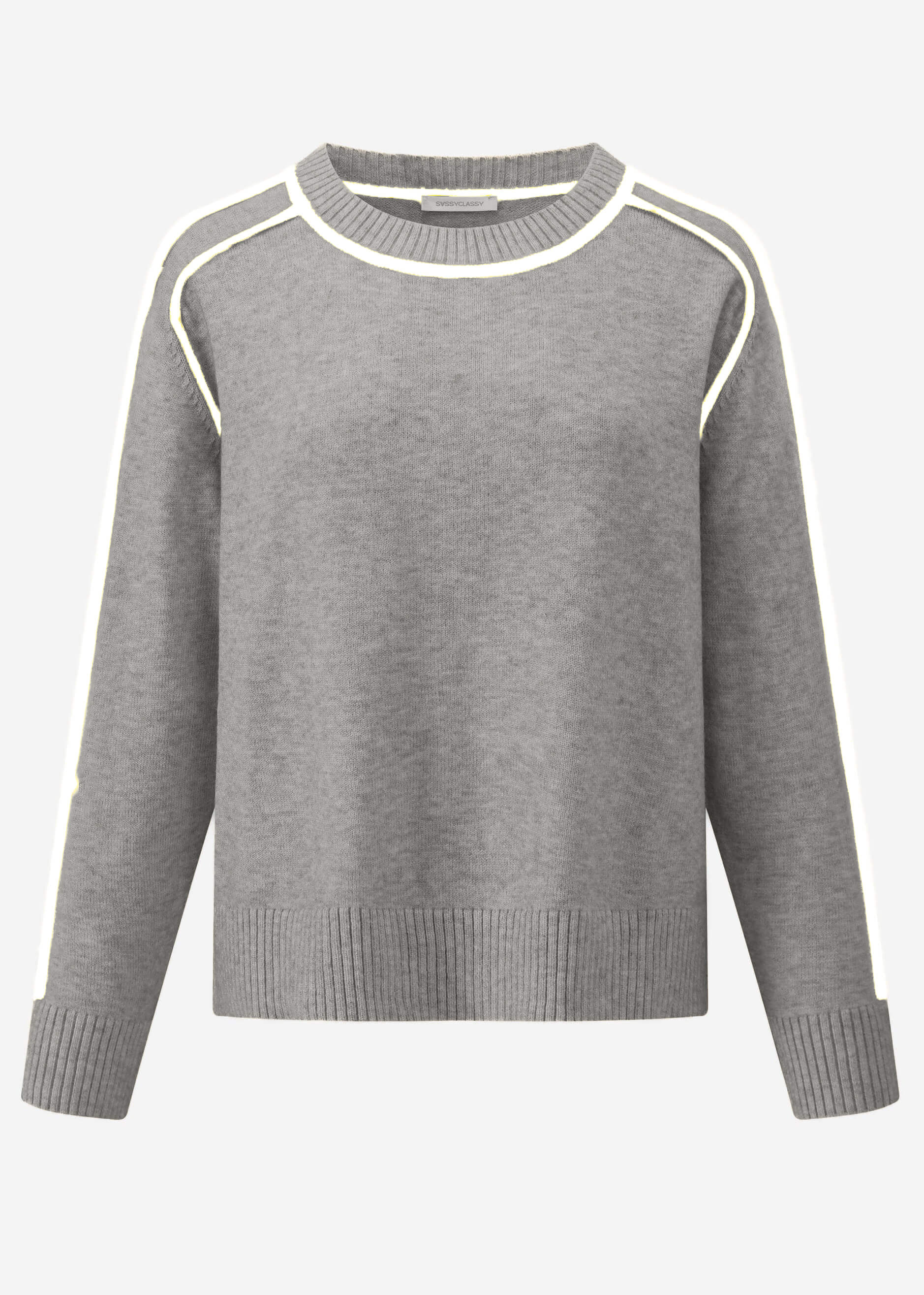Pullover mit Zierblenden - grau-beige