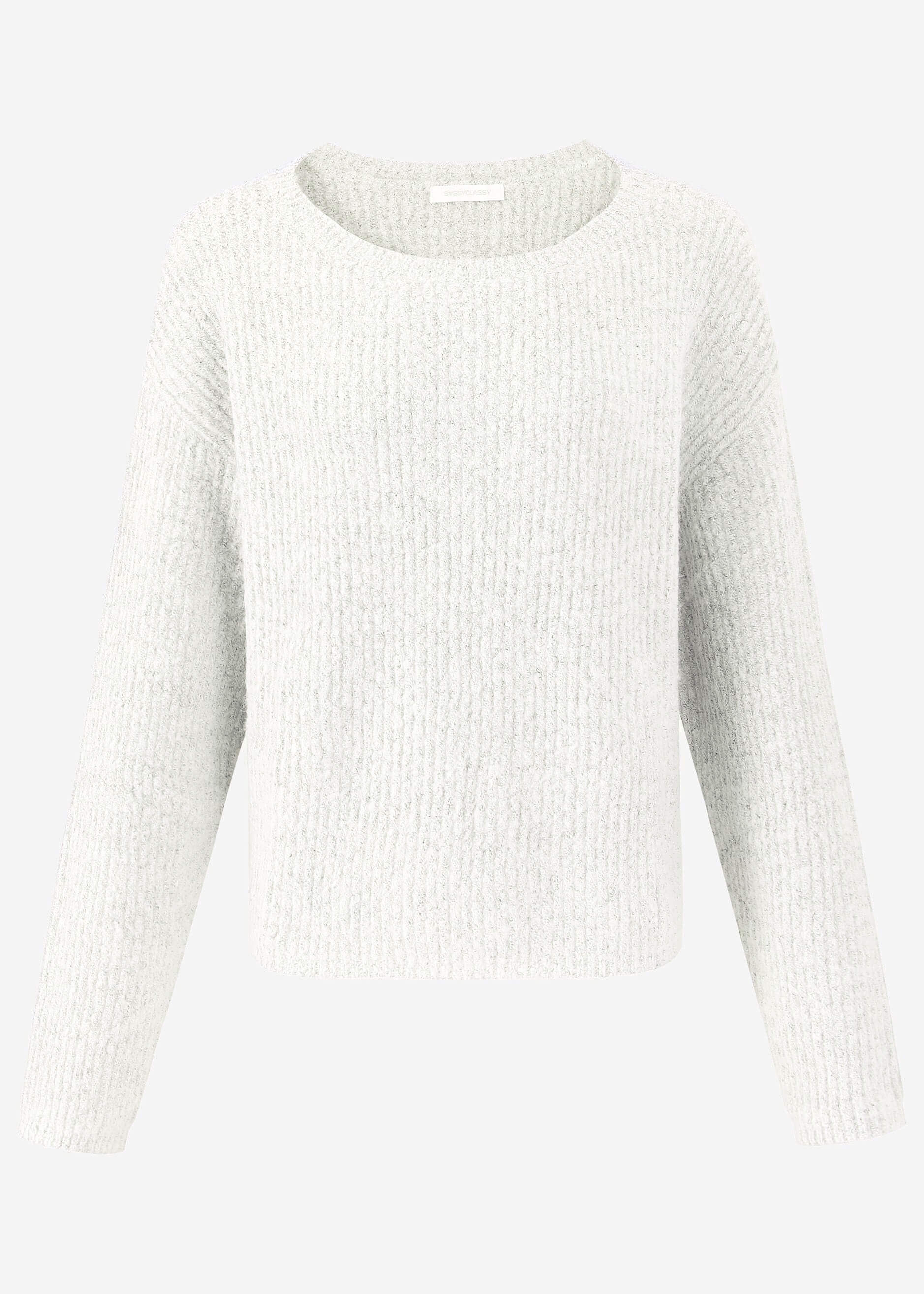 Ribbed round-neck sweater - off-white