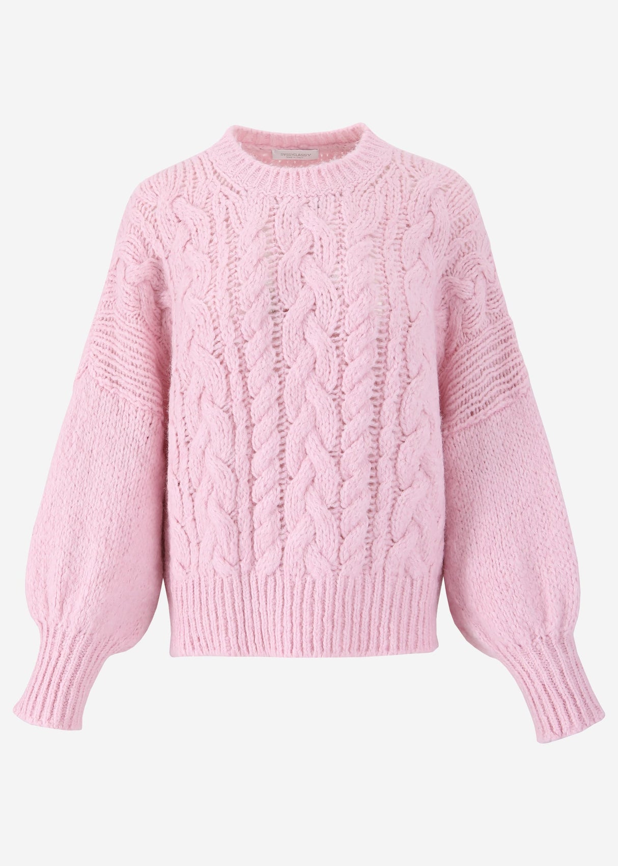 Super fluffy cable-knit sweater - pink