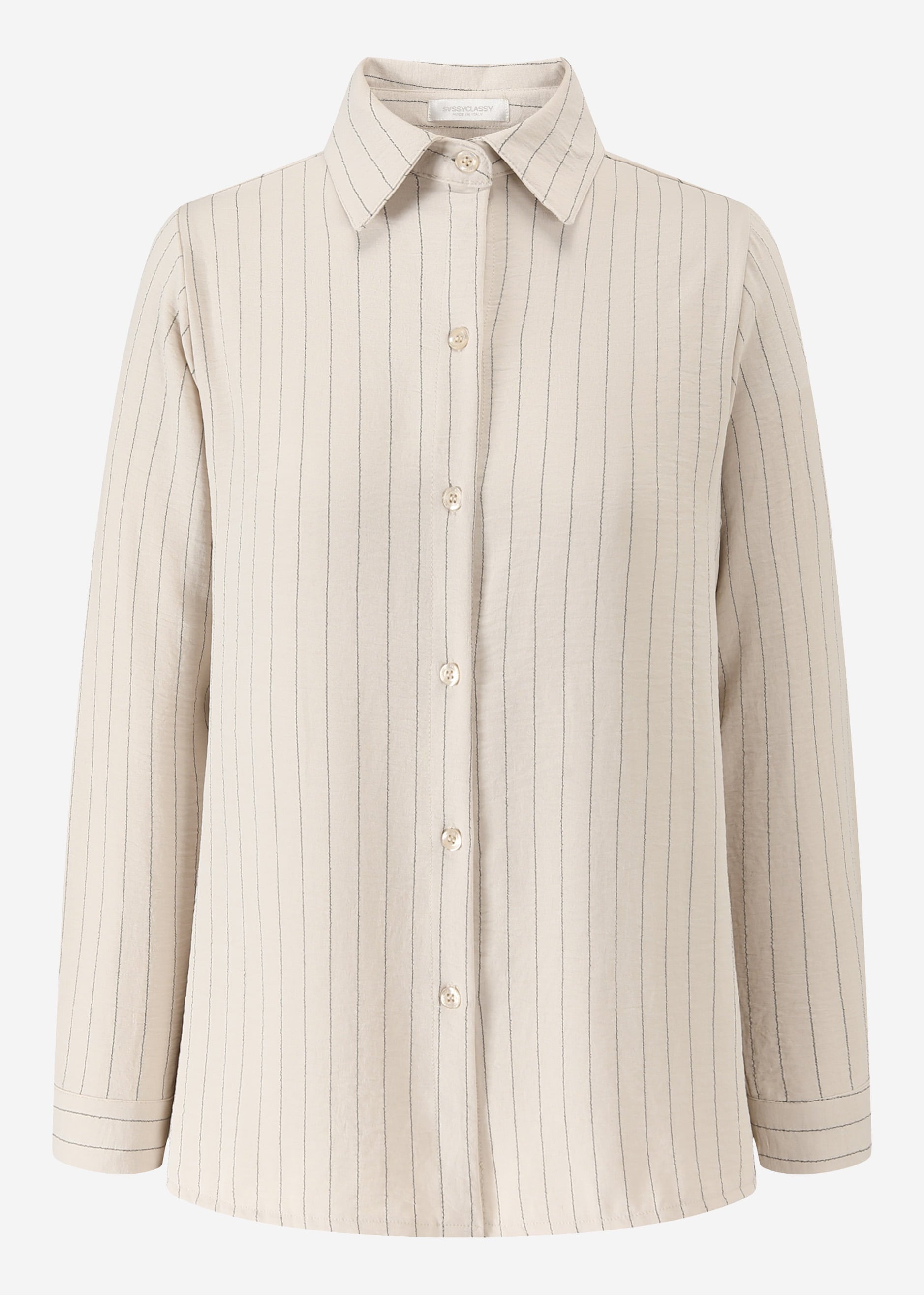Classic cut blouse with stripes - beige