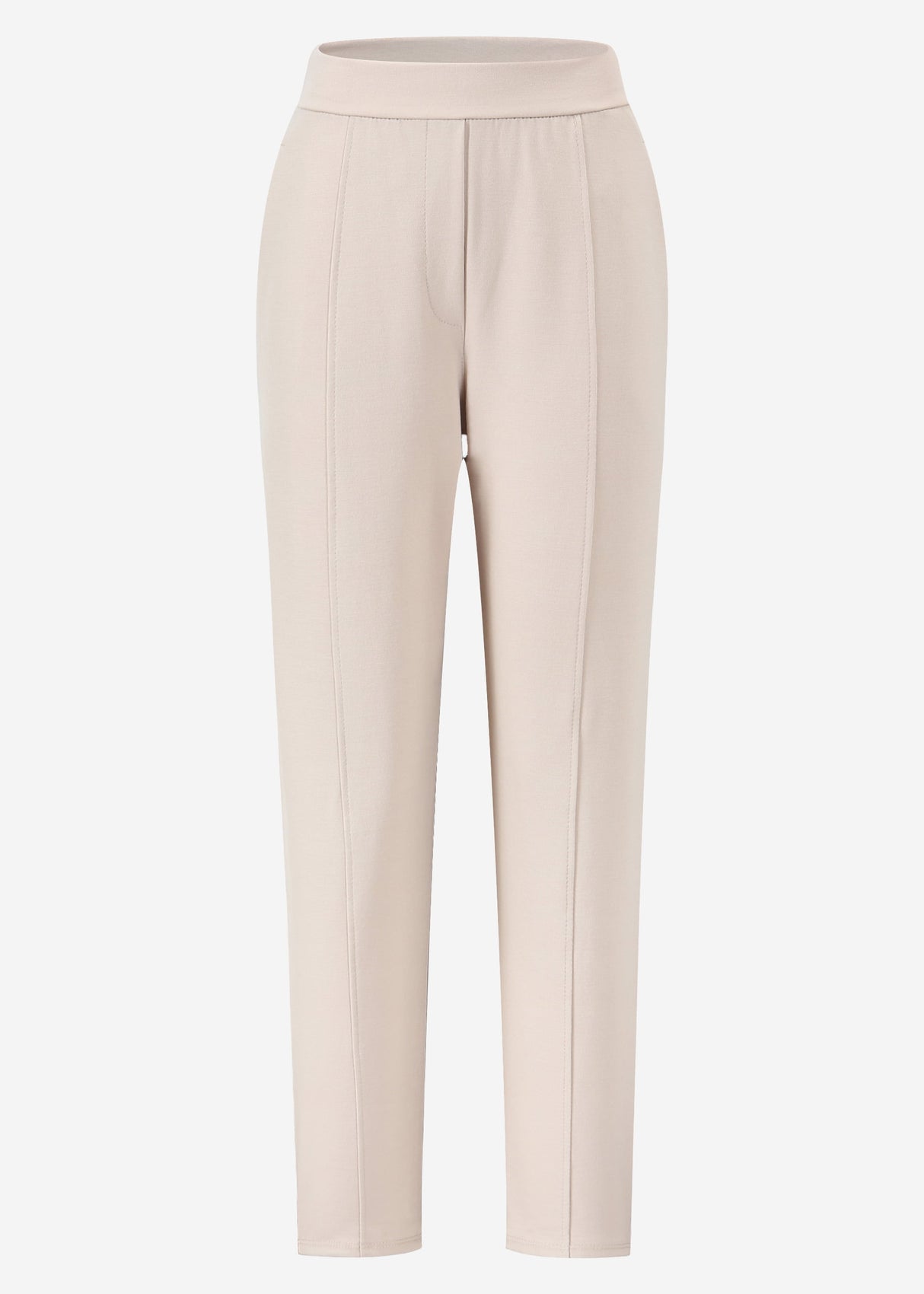 Jersey Chinos mit Ziernaht - beige