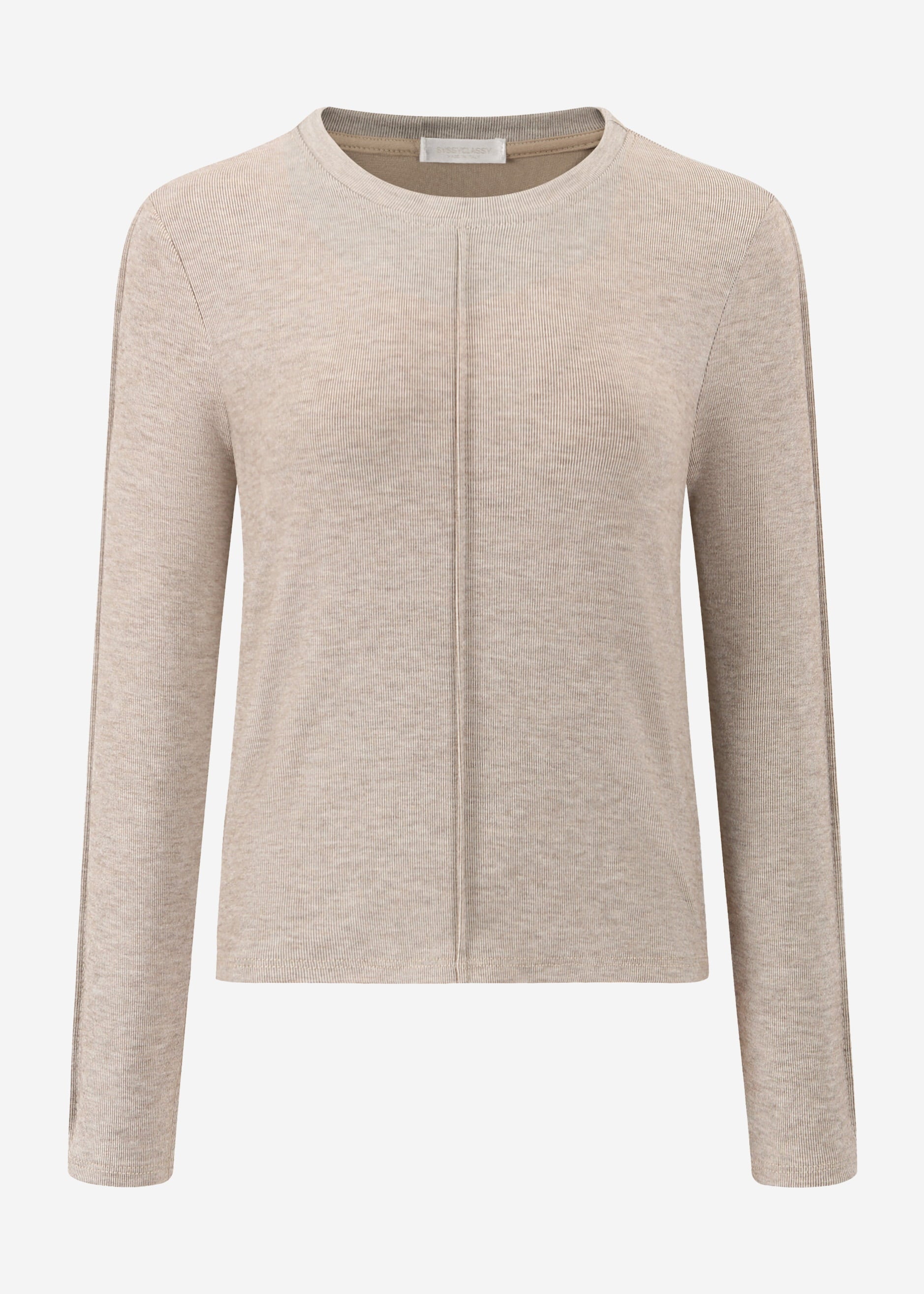 Long-sleeved shirt with decorative seam - mottled taupe